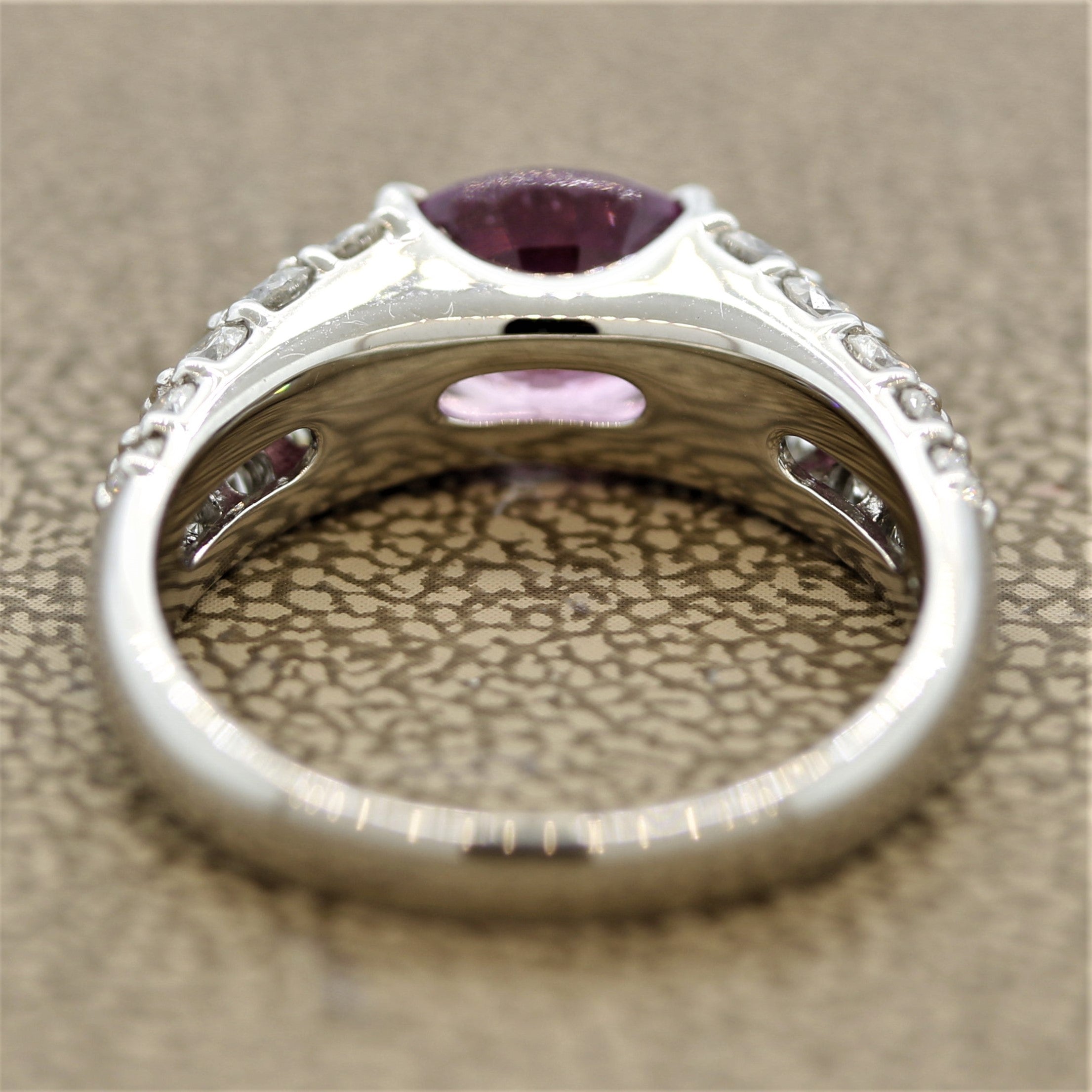 Pink Sapphire Diamond Platinum Ring