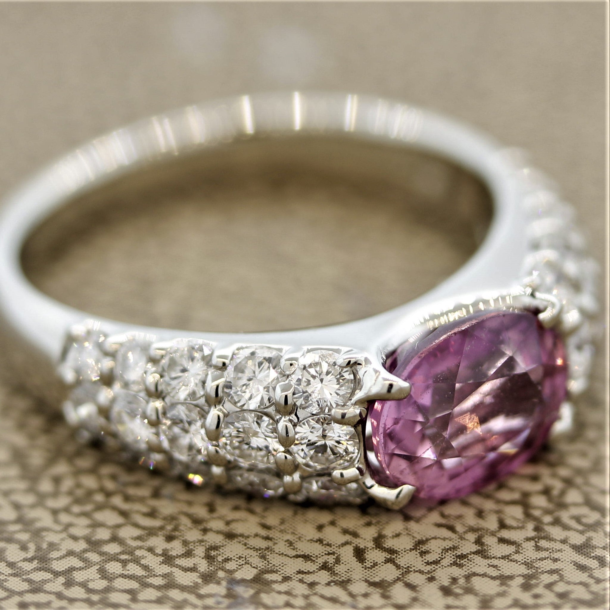 Pink Sapphire Diamond Platinum Ring