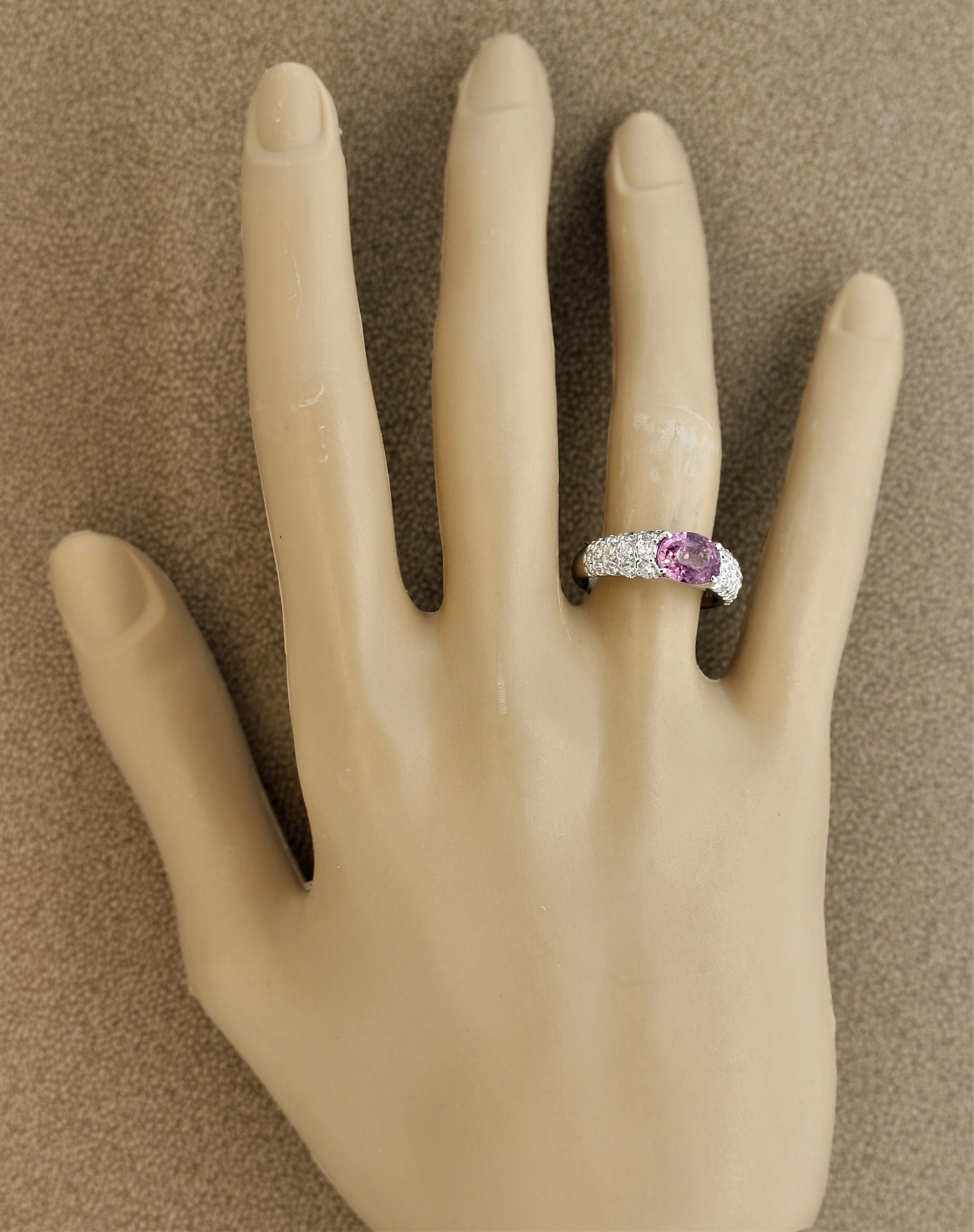 Pink Sapphire Diamond Platinum Ring