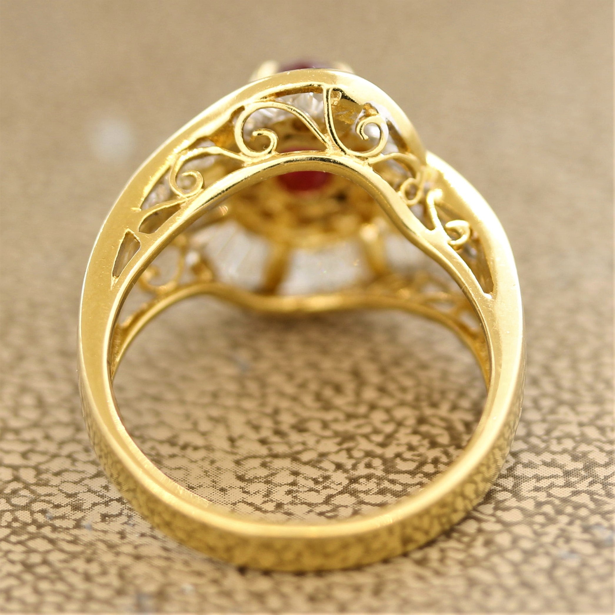 Ruby Diamond Gold Spiral Ring