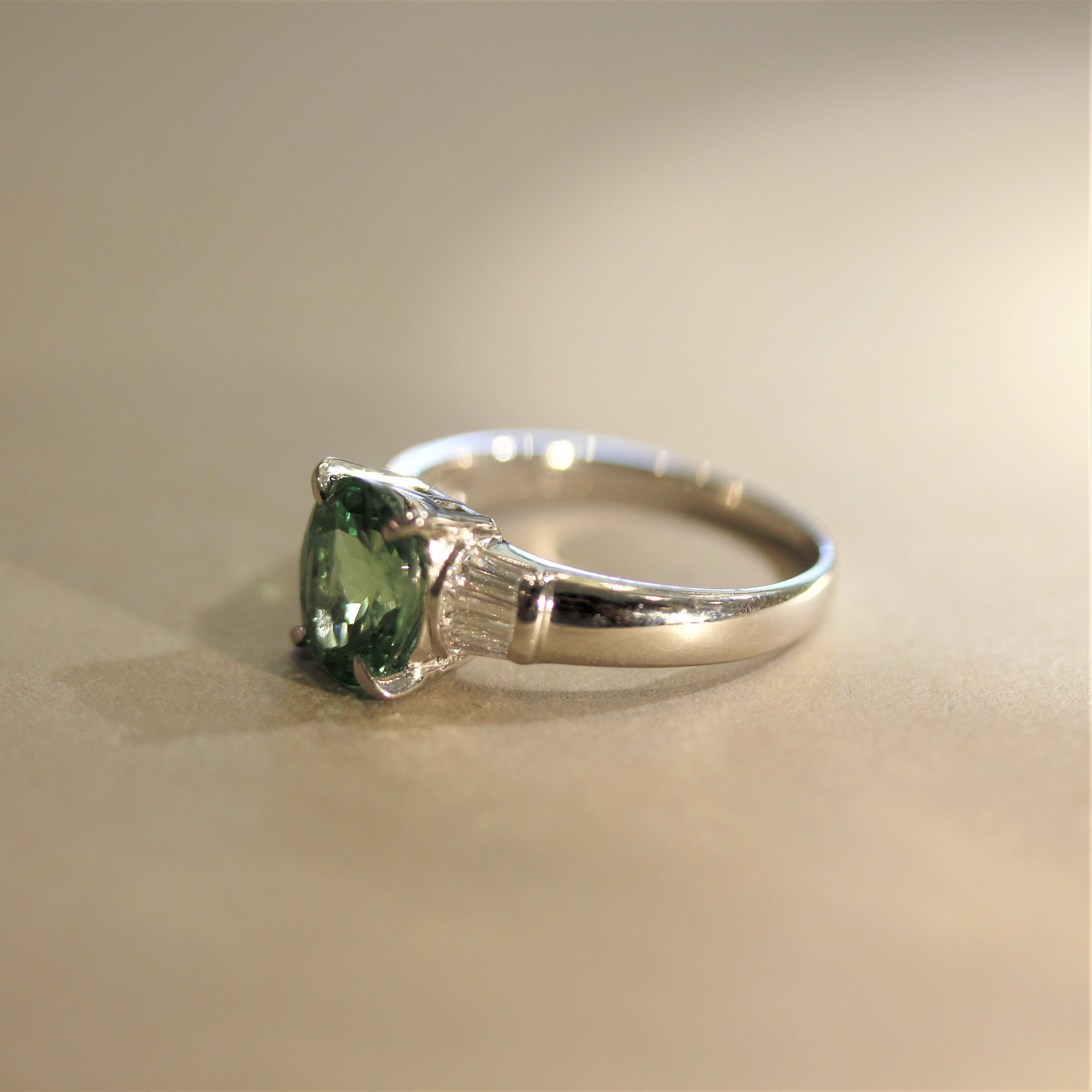 Tsavorite Garnet Diamond Platinum Ring