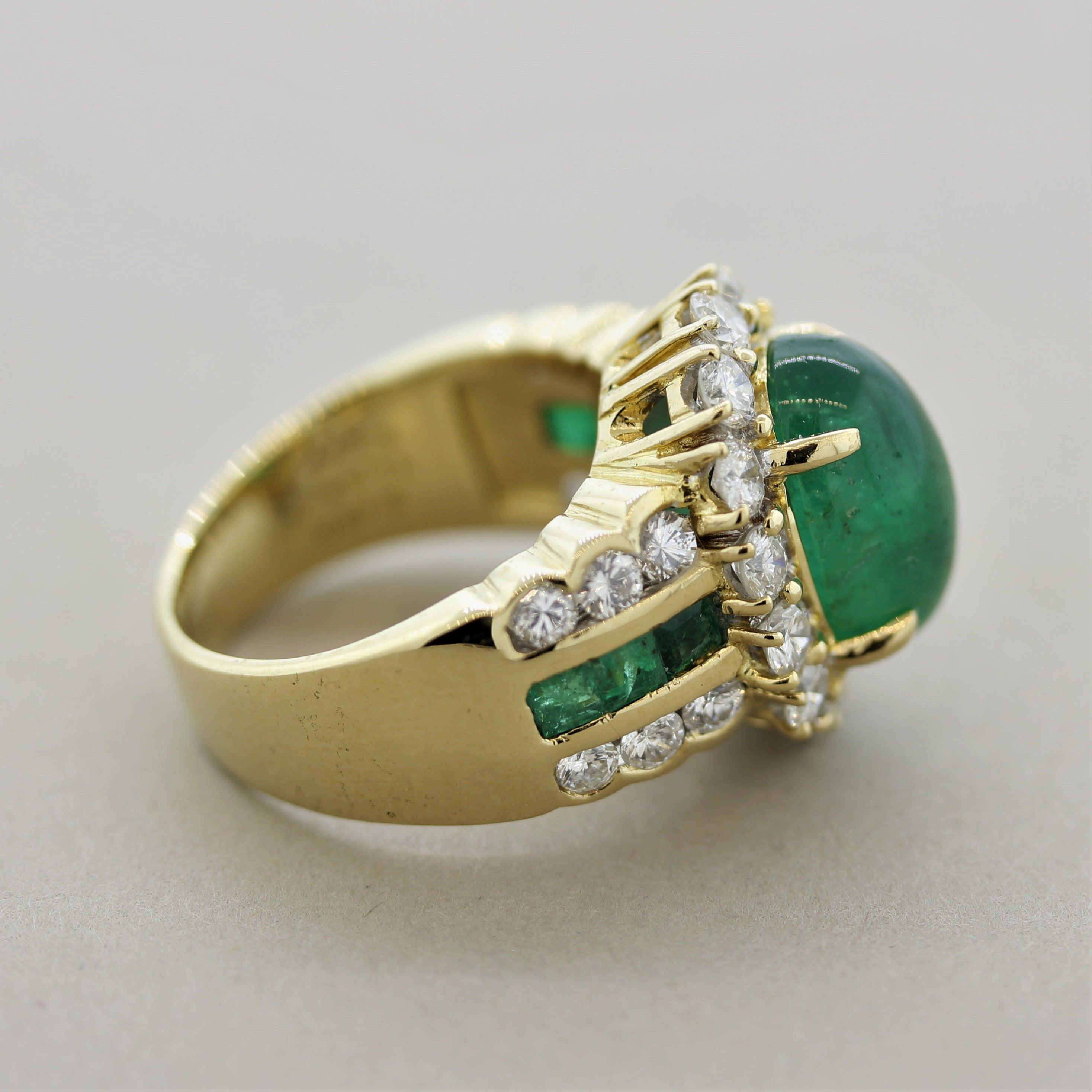 Emerald Diamond Gold Cocktail Ring