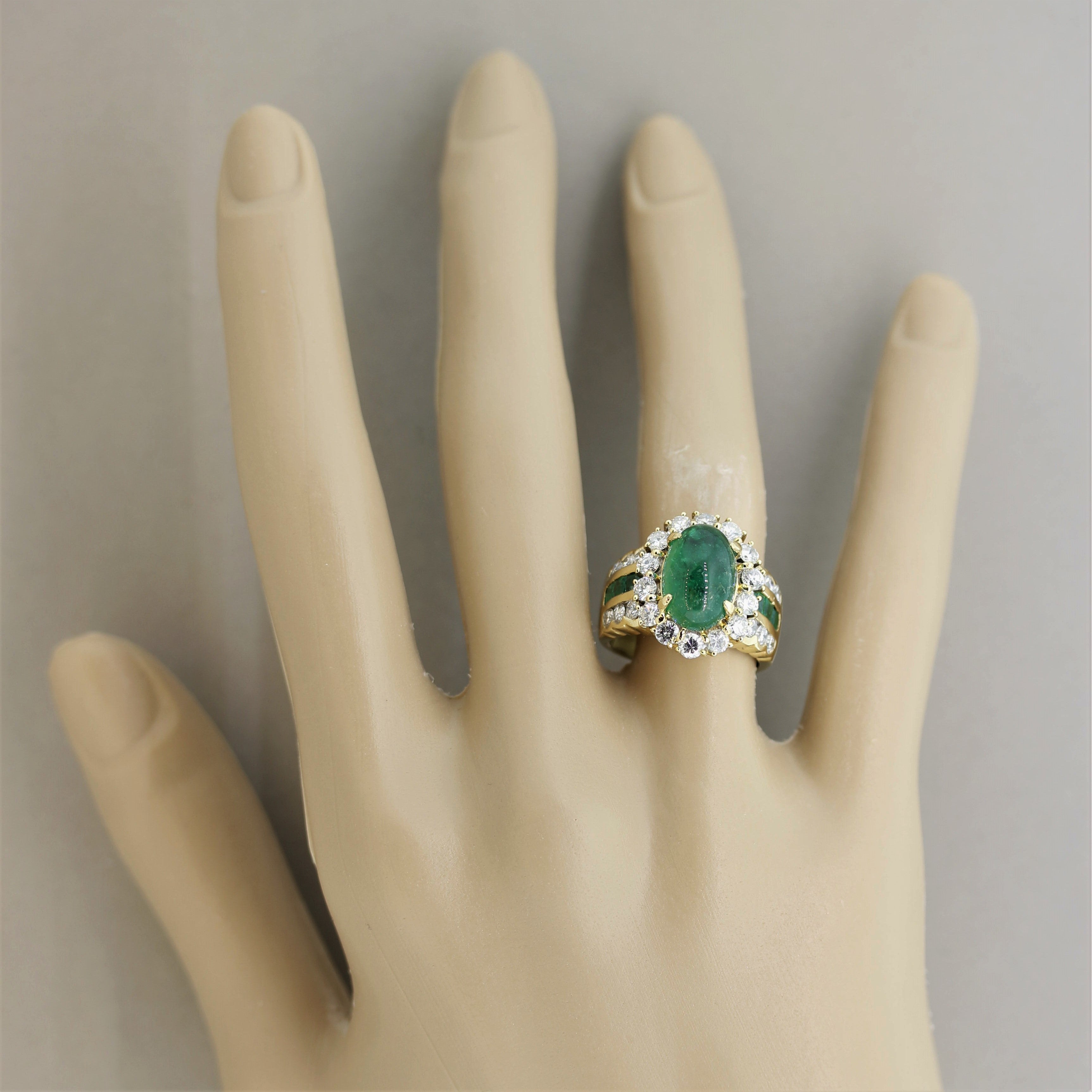 Emerald Diamond Gold Cocktail Ring