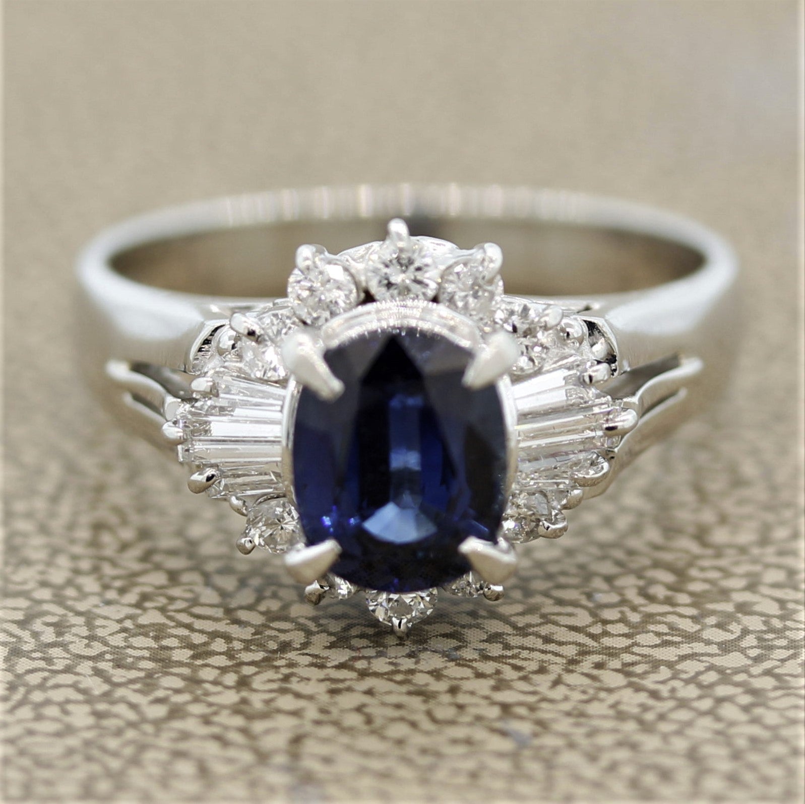 Sapphire Diamond Platinum Ring