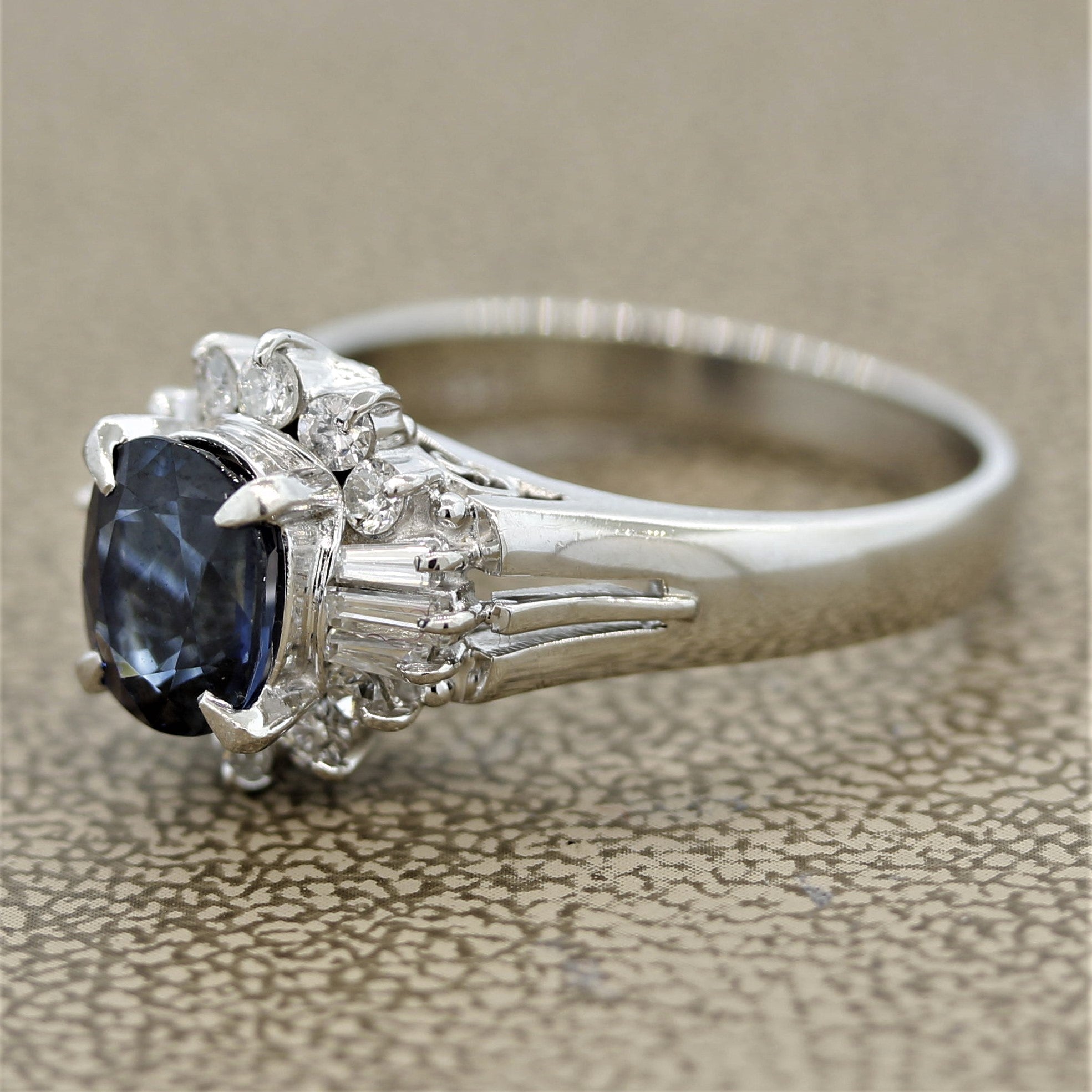 Sapphire Diamond Platinum Ring