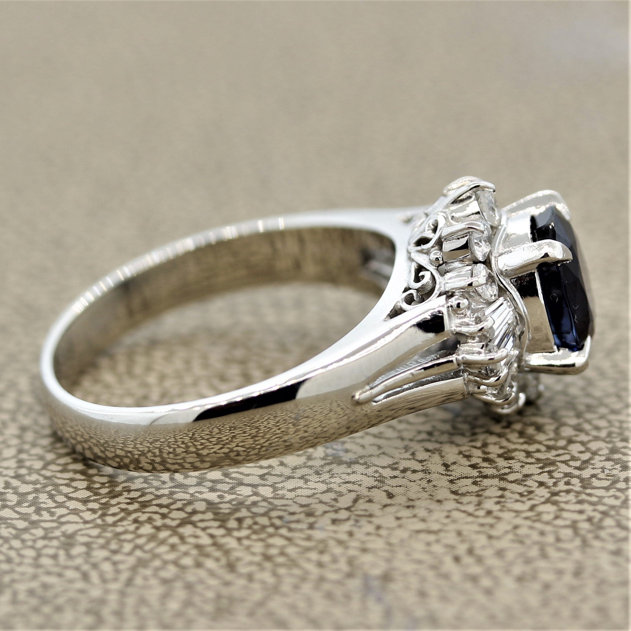 Sapphire Diamond Platinum Ring