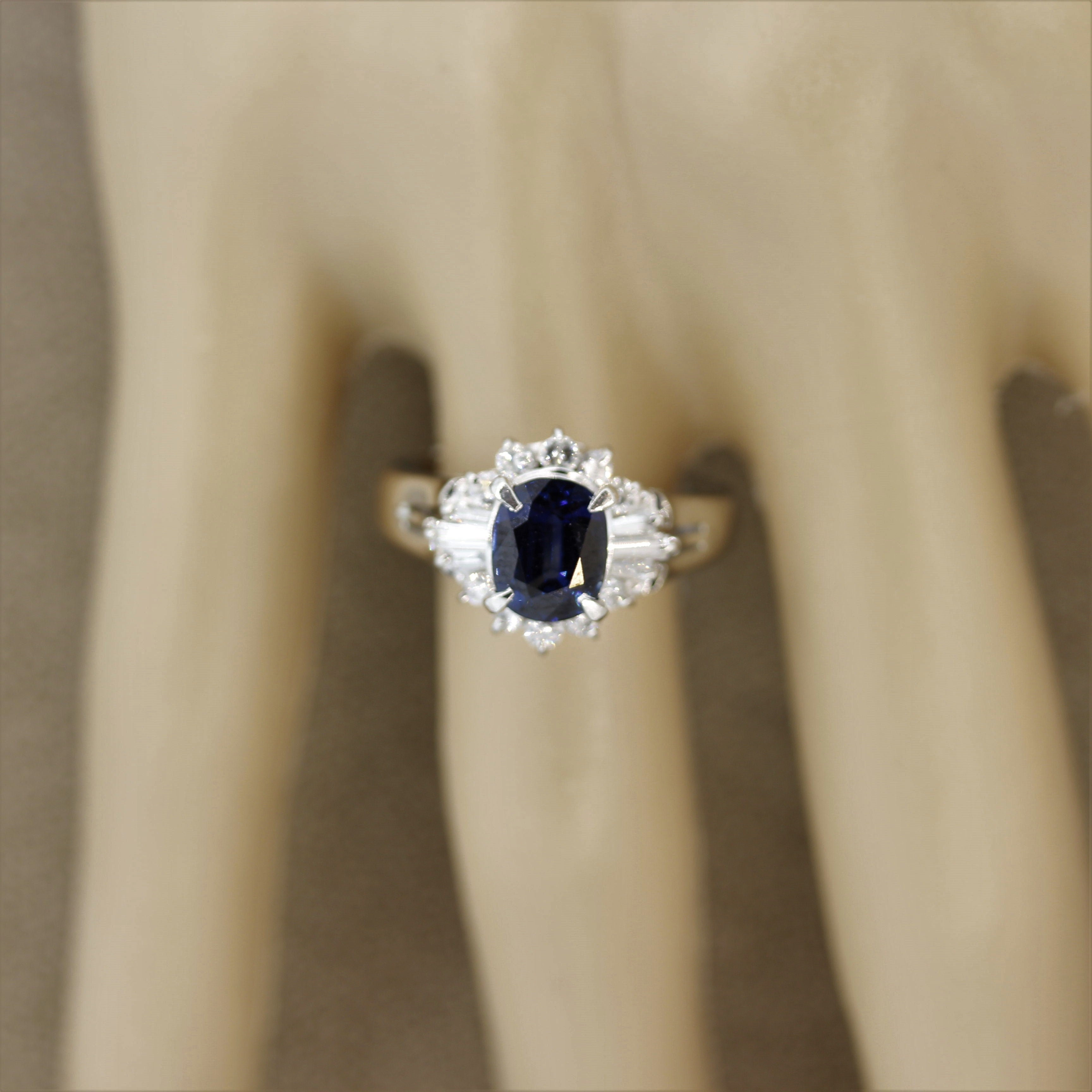 Sapphire Diamond Platinum Ring