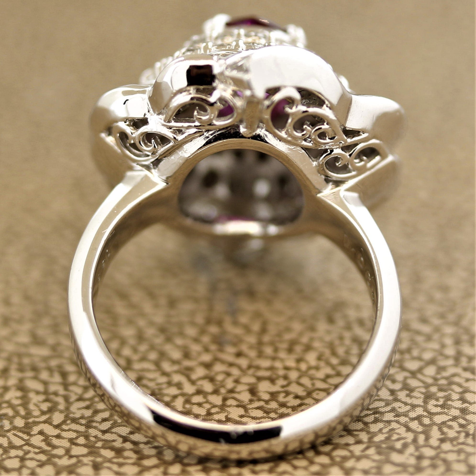 Pink Sapphire Diamond Platinum Ring