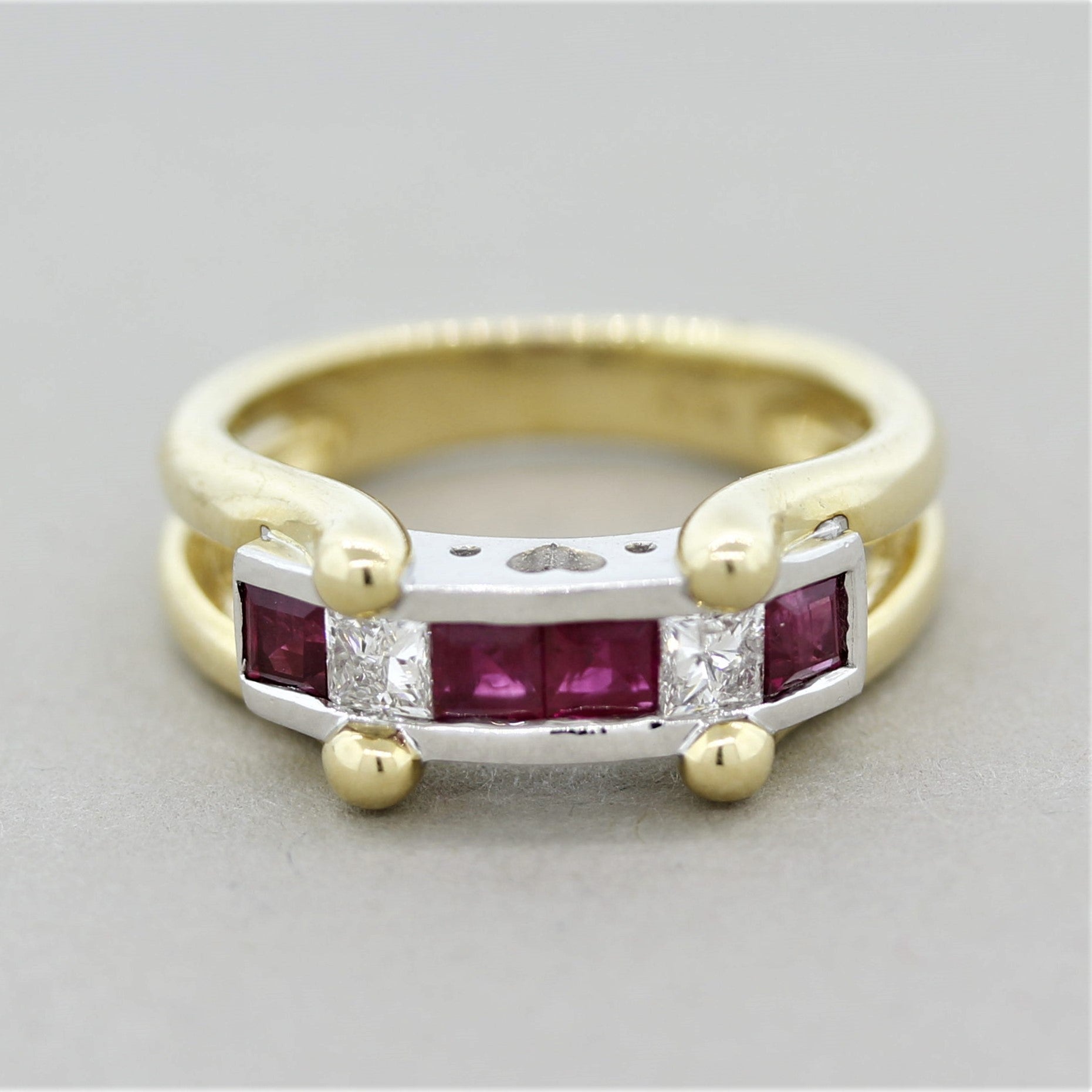 Ruby Diamond Gold & Platinum “Love” Ring