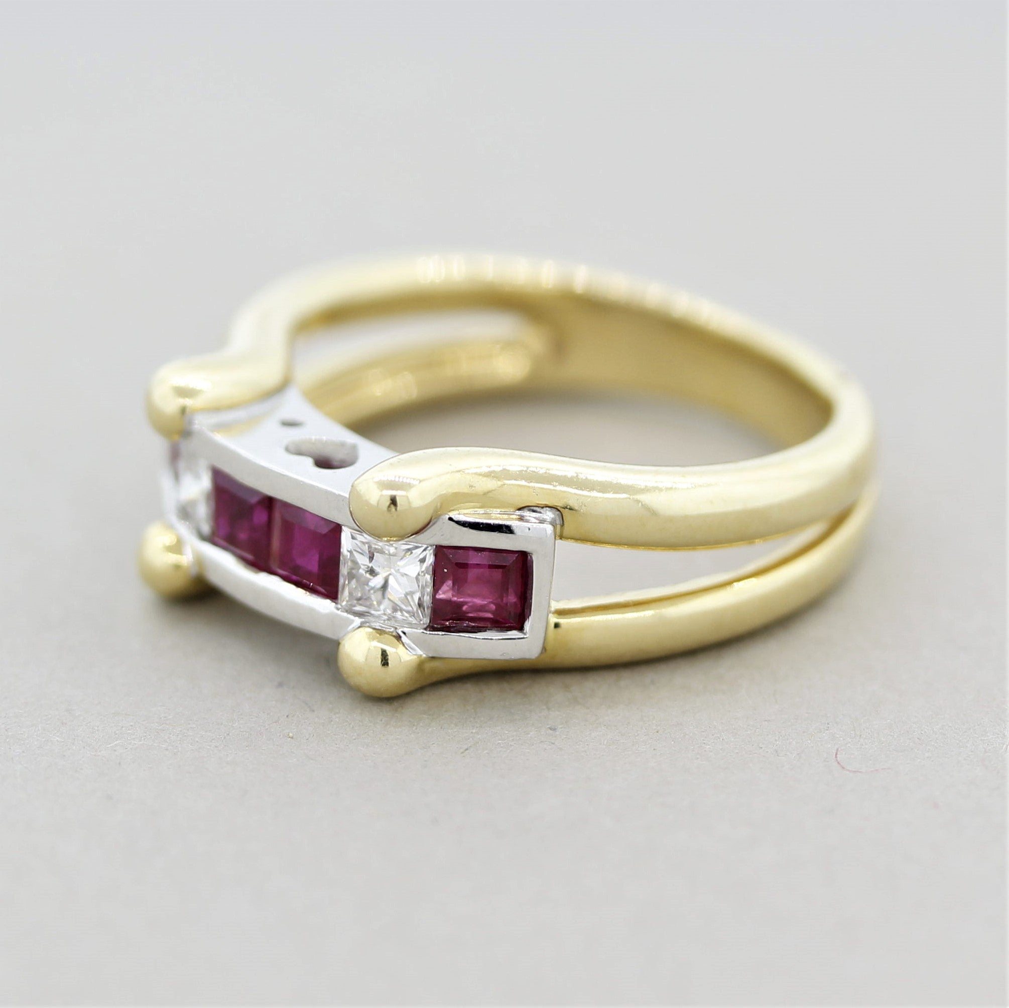 Ruby Diamond Gold & Platinum “Love” Ring