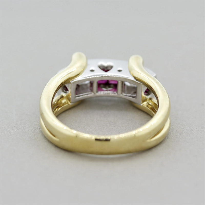 Ruby Diamond Gold & Platinum “Love” Ring