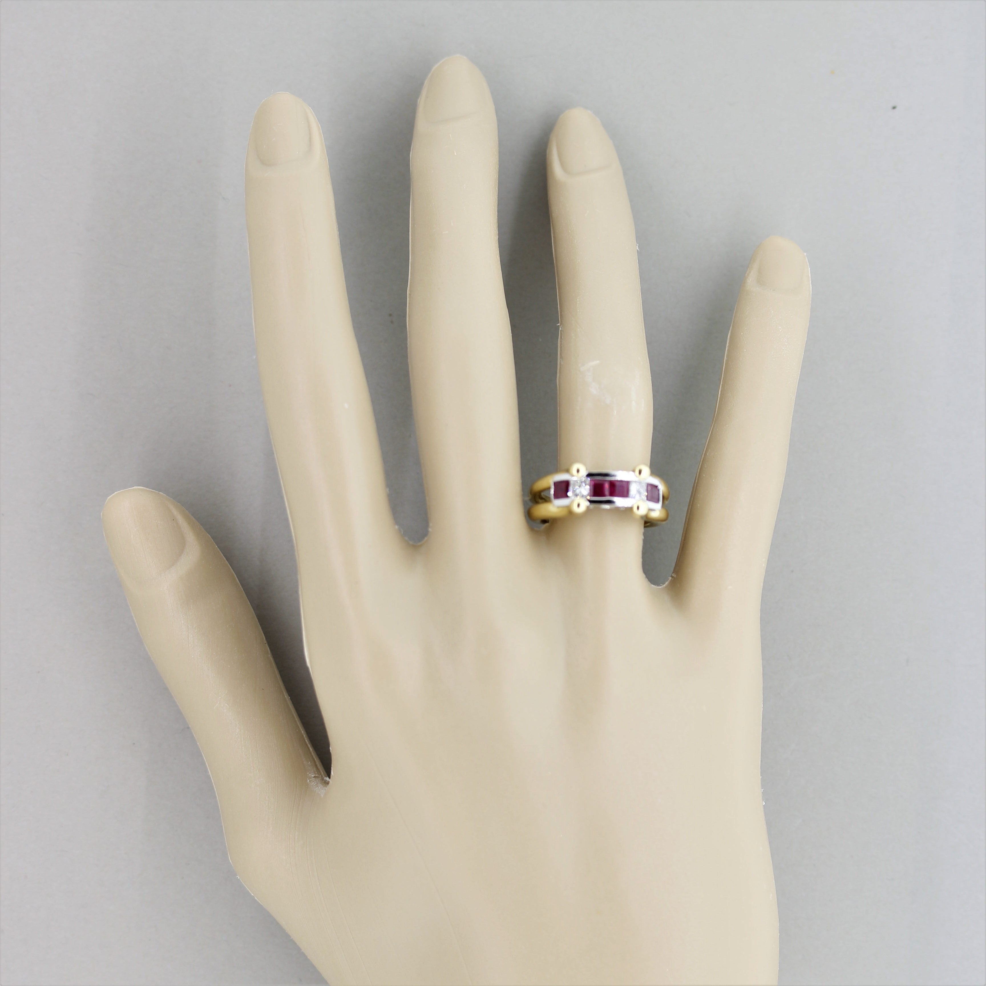 Ruby Diamond Gold & Platinum “Love” Ring