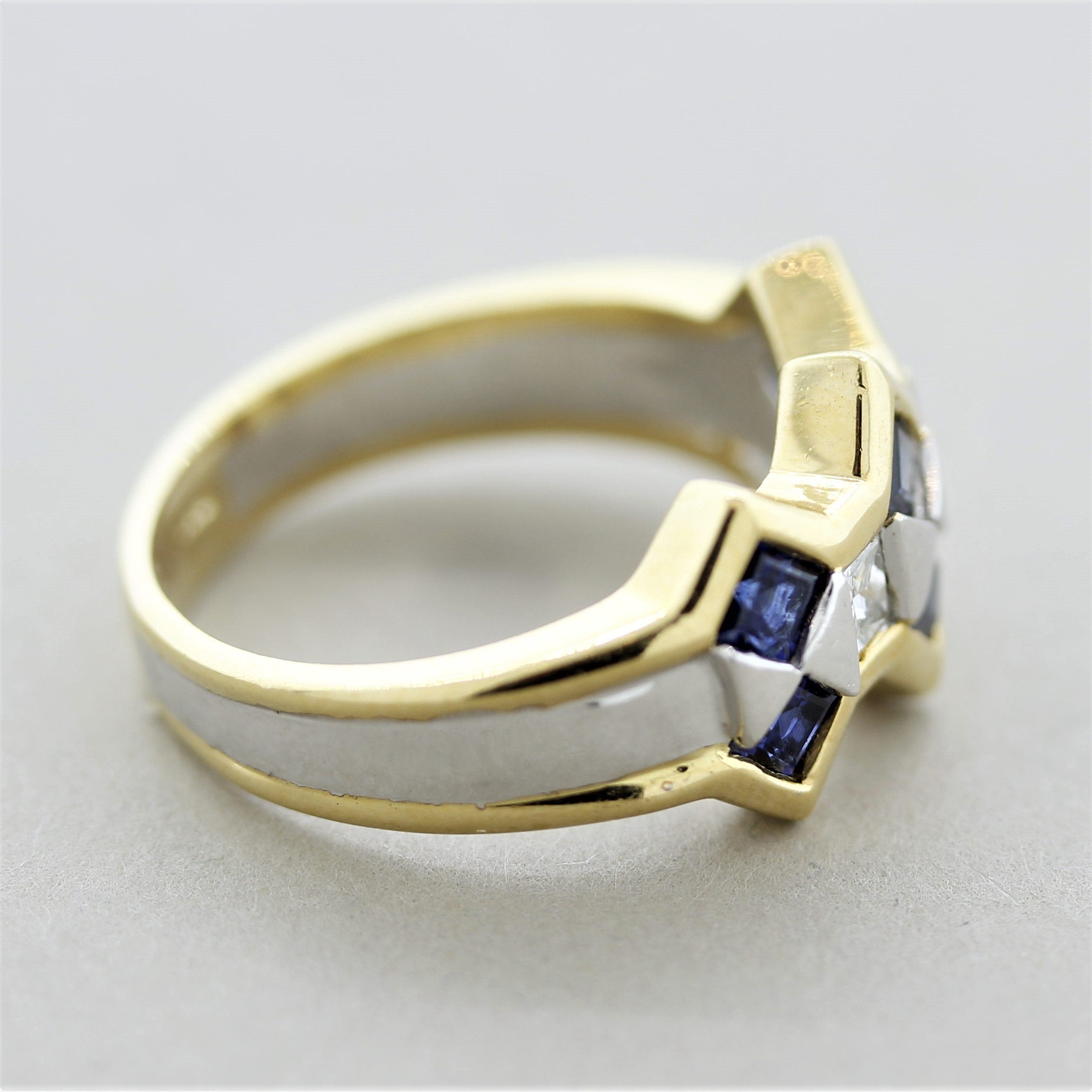 Sapphire Diamond Two-Tone Gold Ring