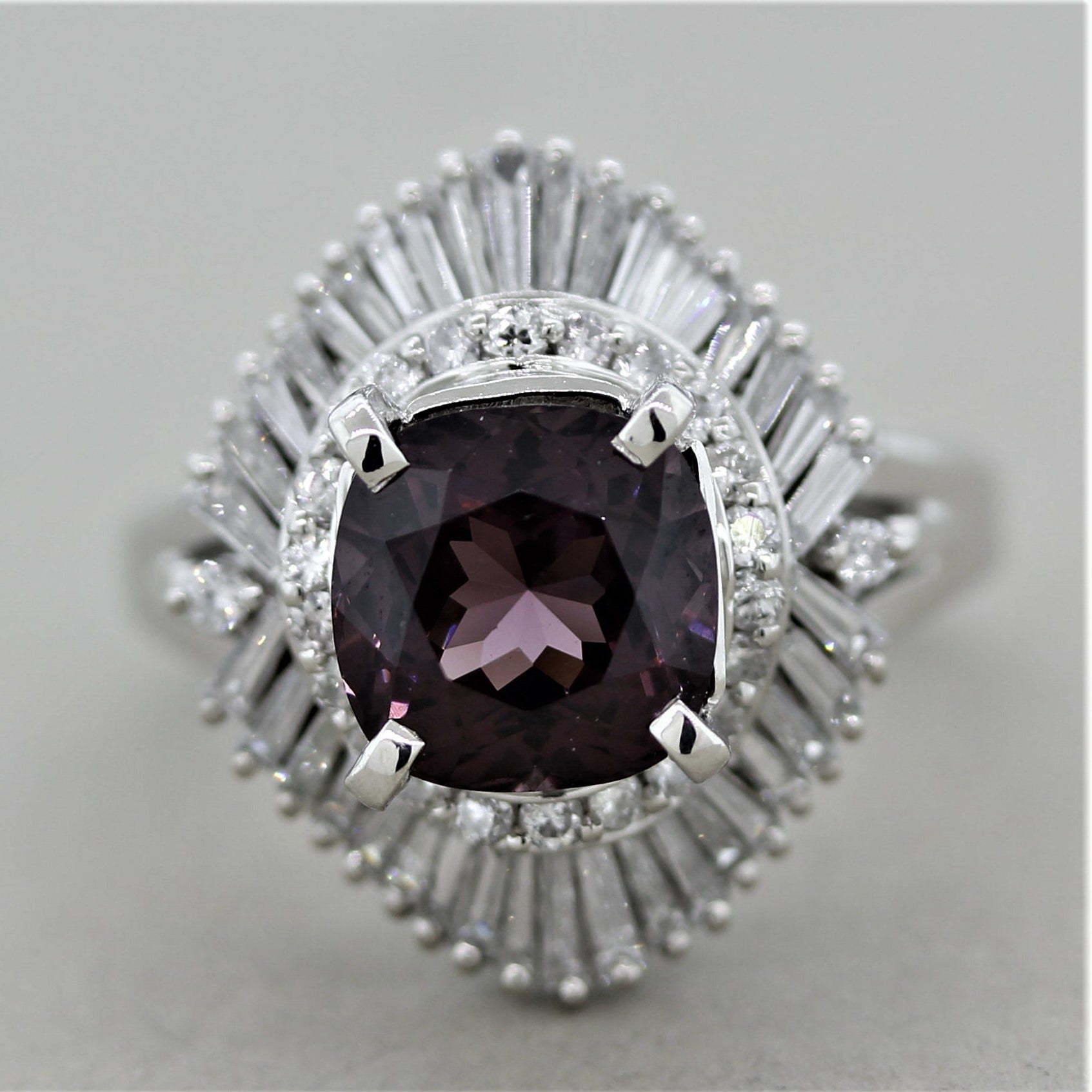 Spinel Diamond Platinum Cocktail Ring