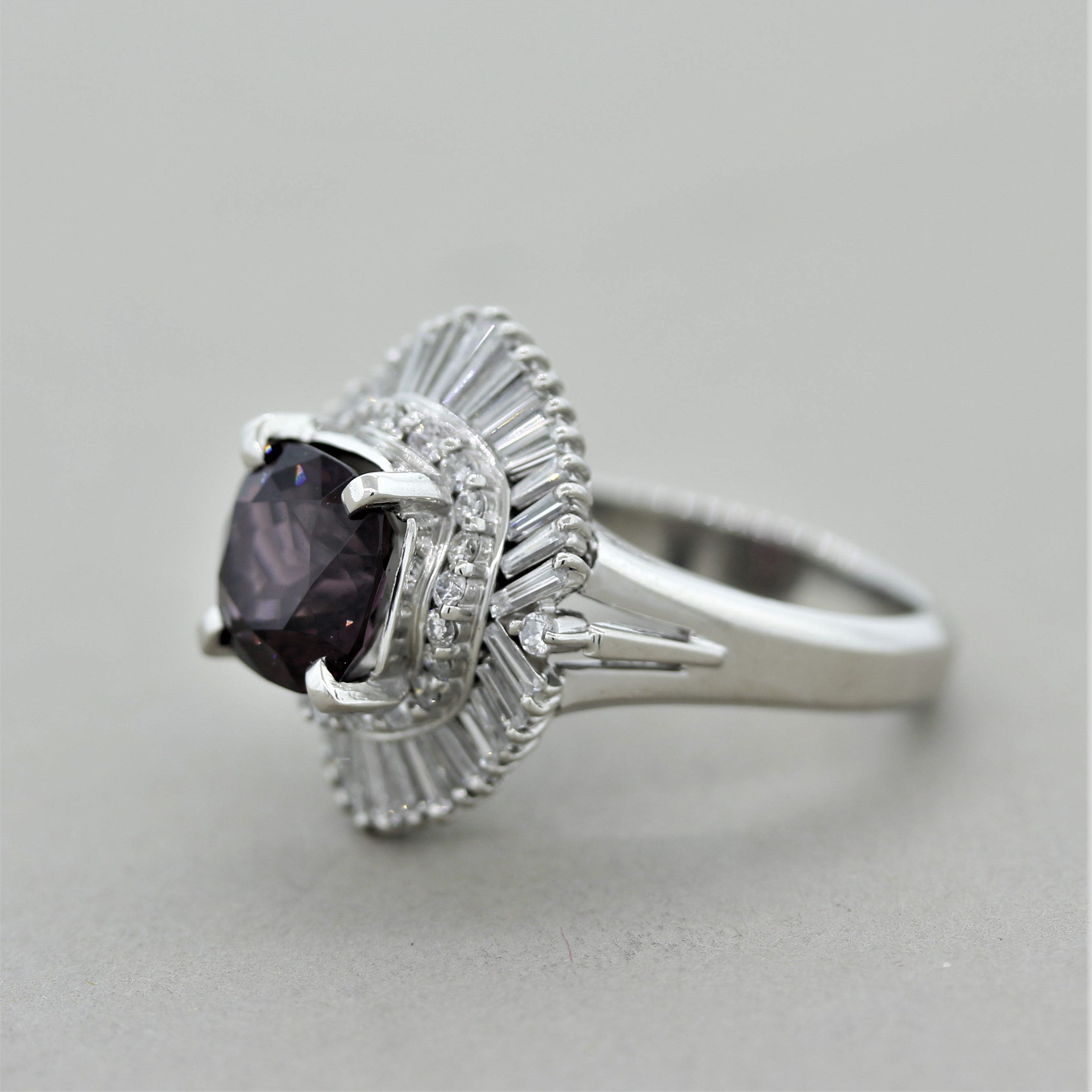 Spinel Diamond Platinum Cocktail Ring