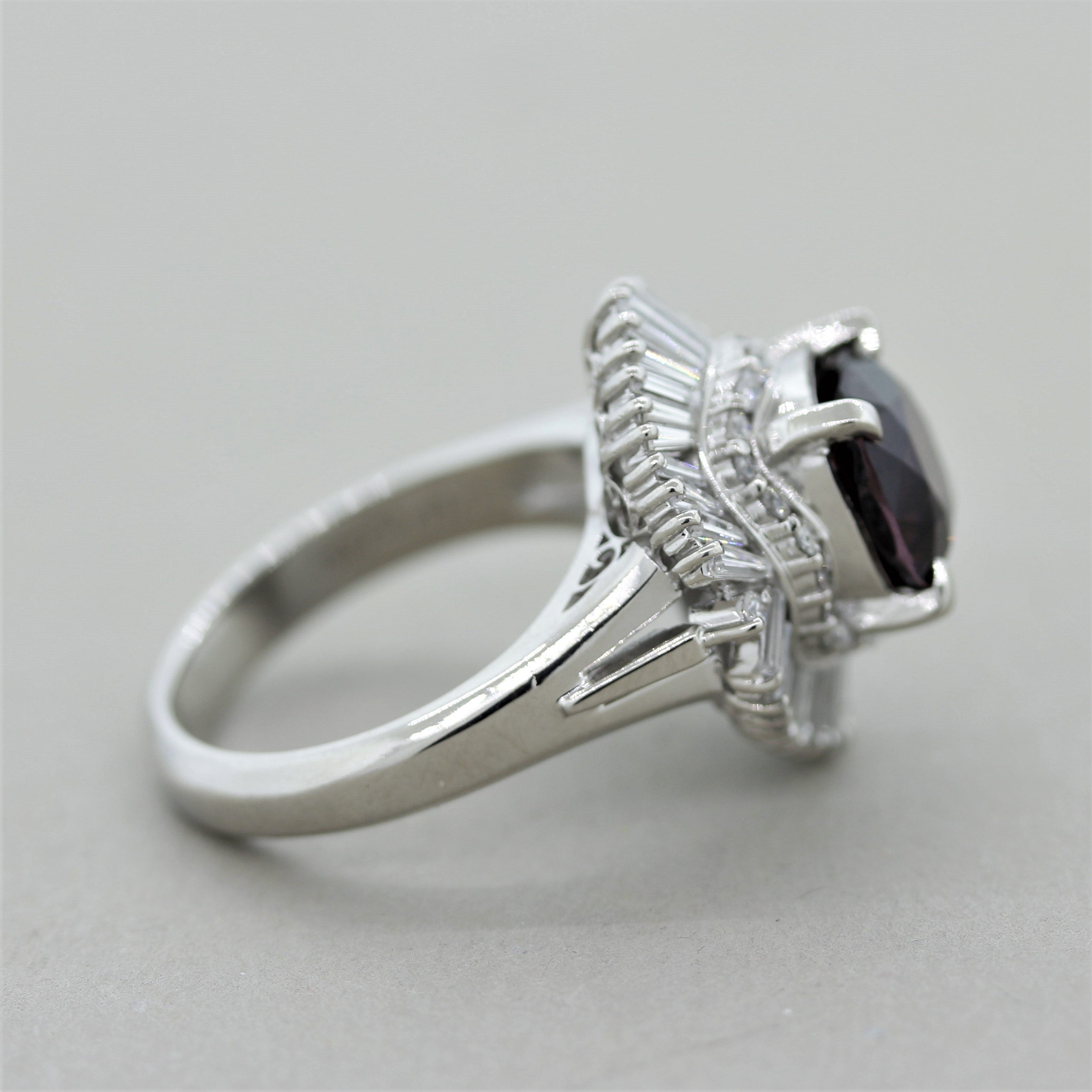 Spinel Diamond Platinum Cocktail Ring