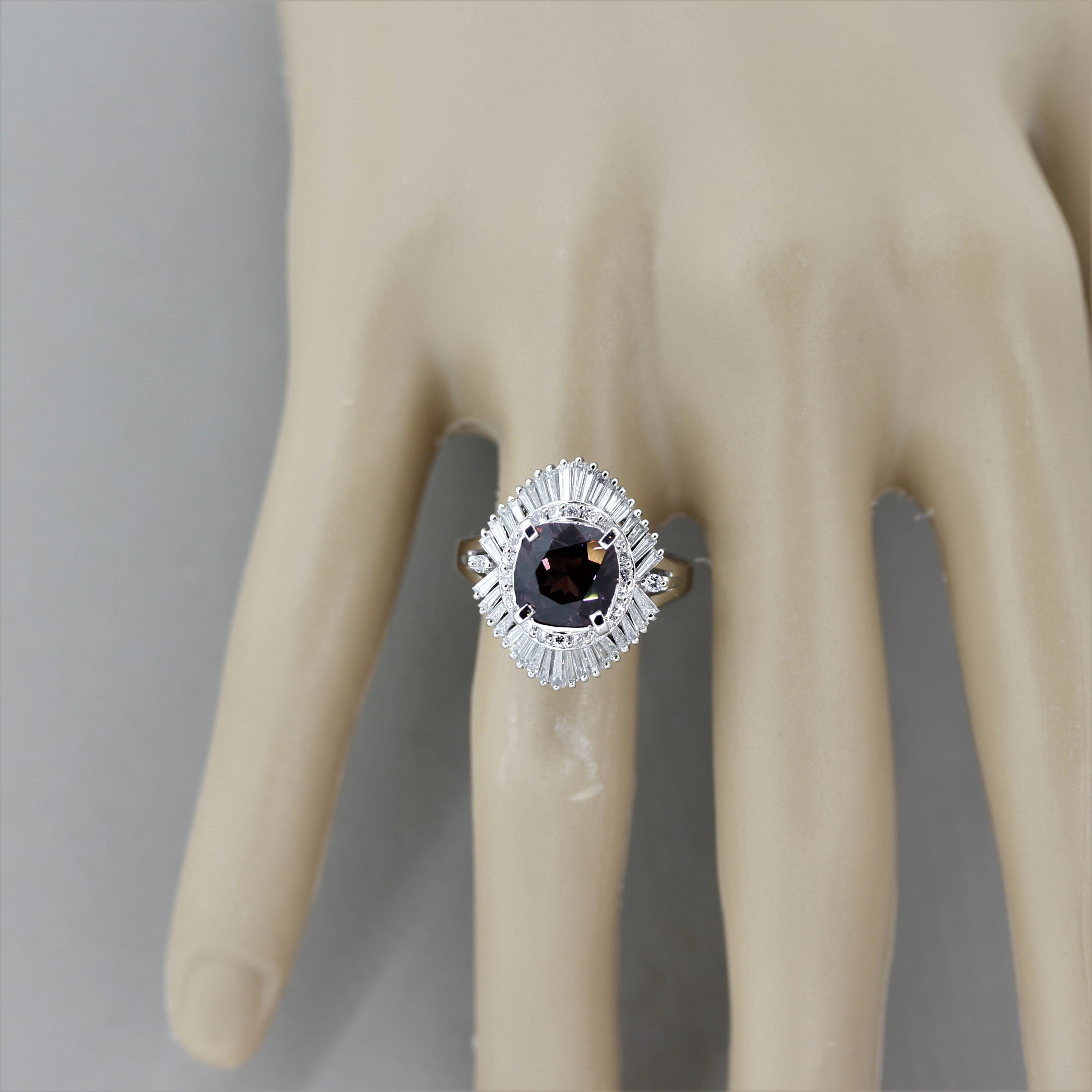 Spinel Diamond Platinum Cocktail Ring