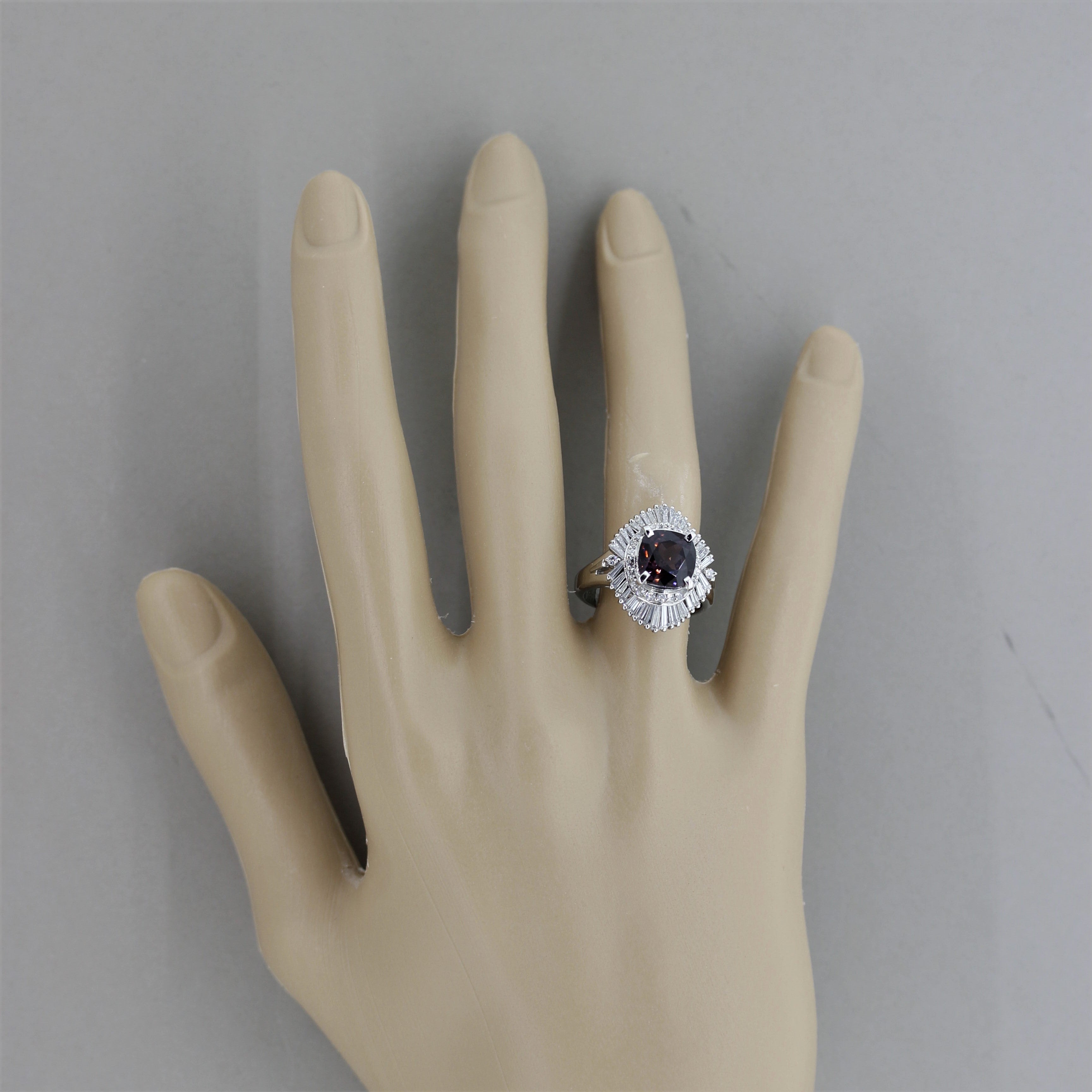 Spinel Diamond Platinum Cocktail Ring