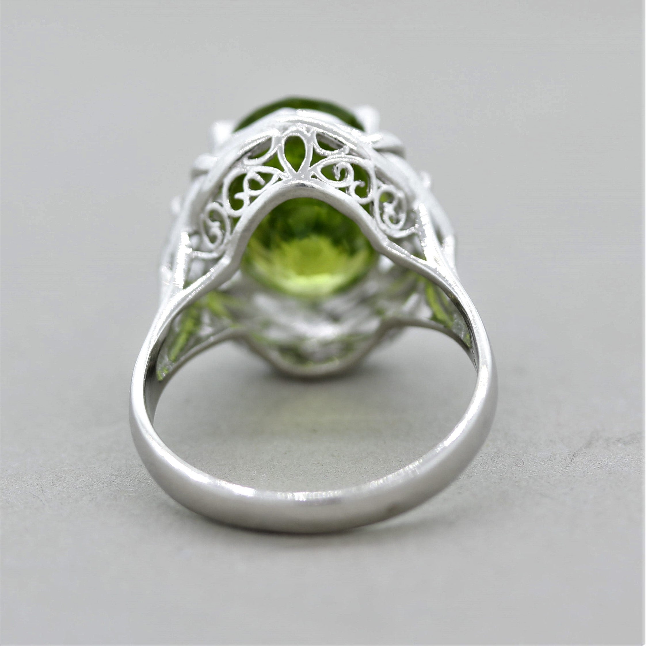 Peridot Diamond Platinum Ring