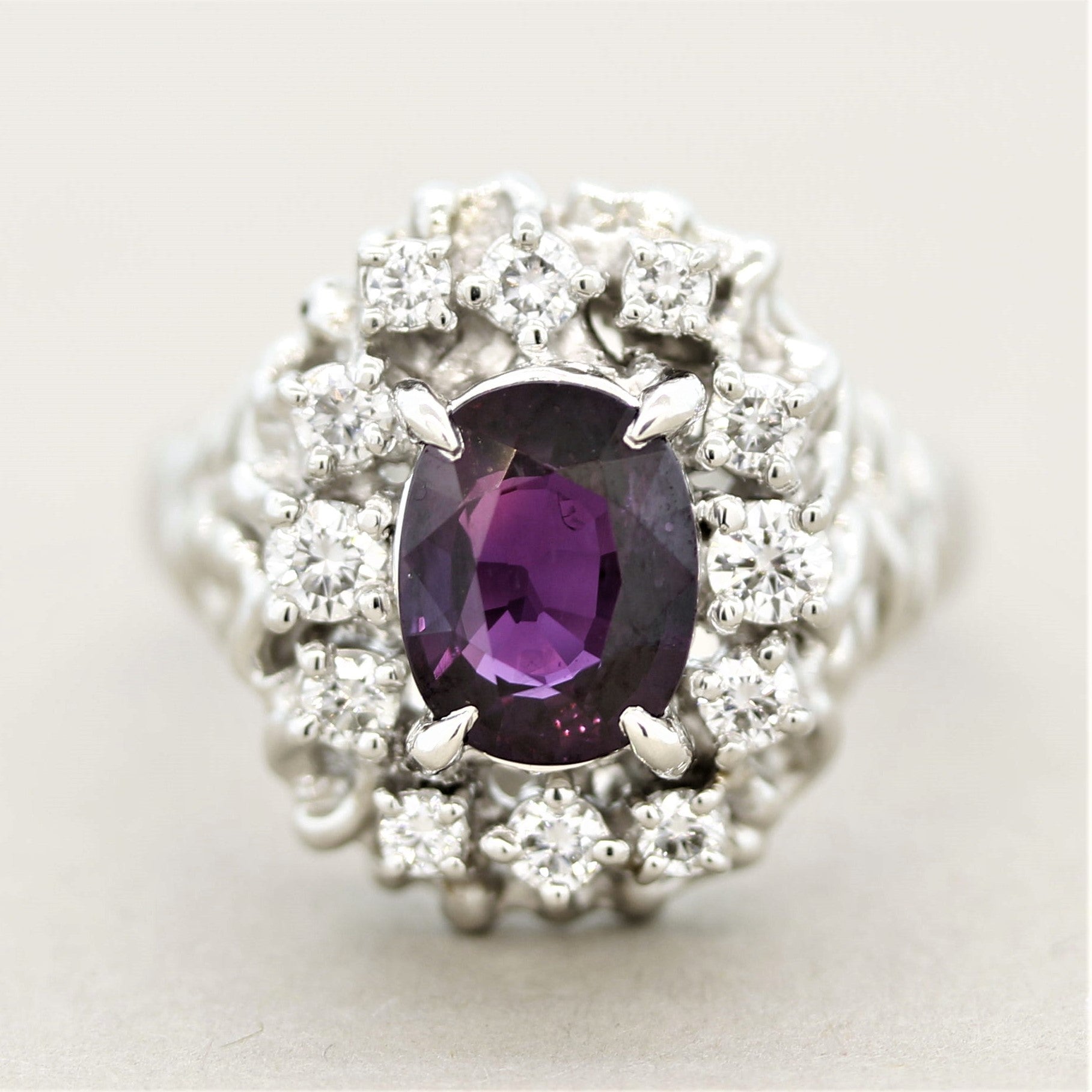 Purple Sapphire Diamond Platinum Ring