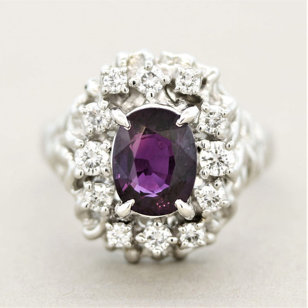 Purple Sapphire Diamond Platinum Ring