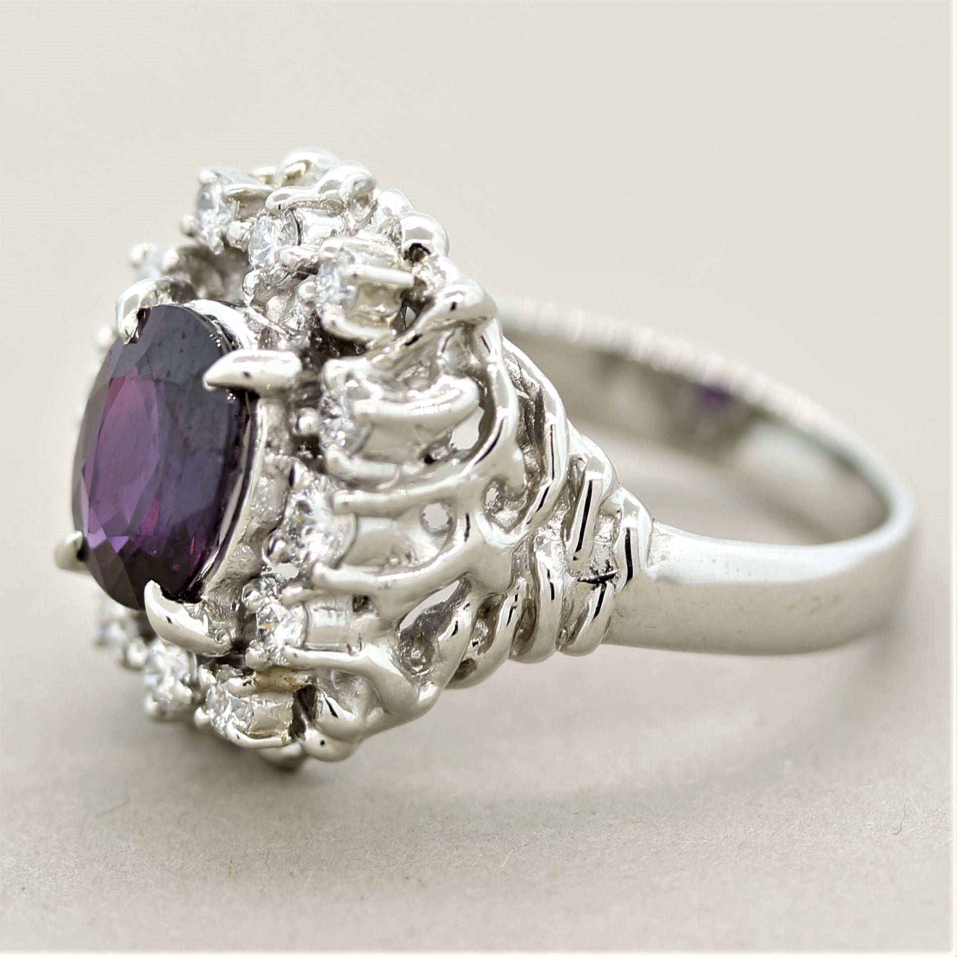 Purple Sapphire Diamond Platinum Ring