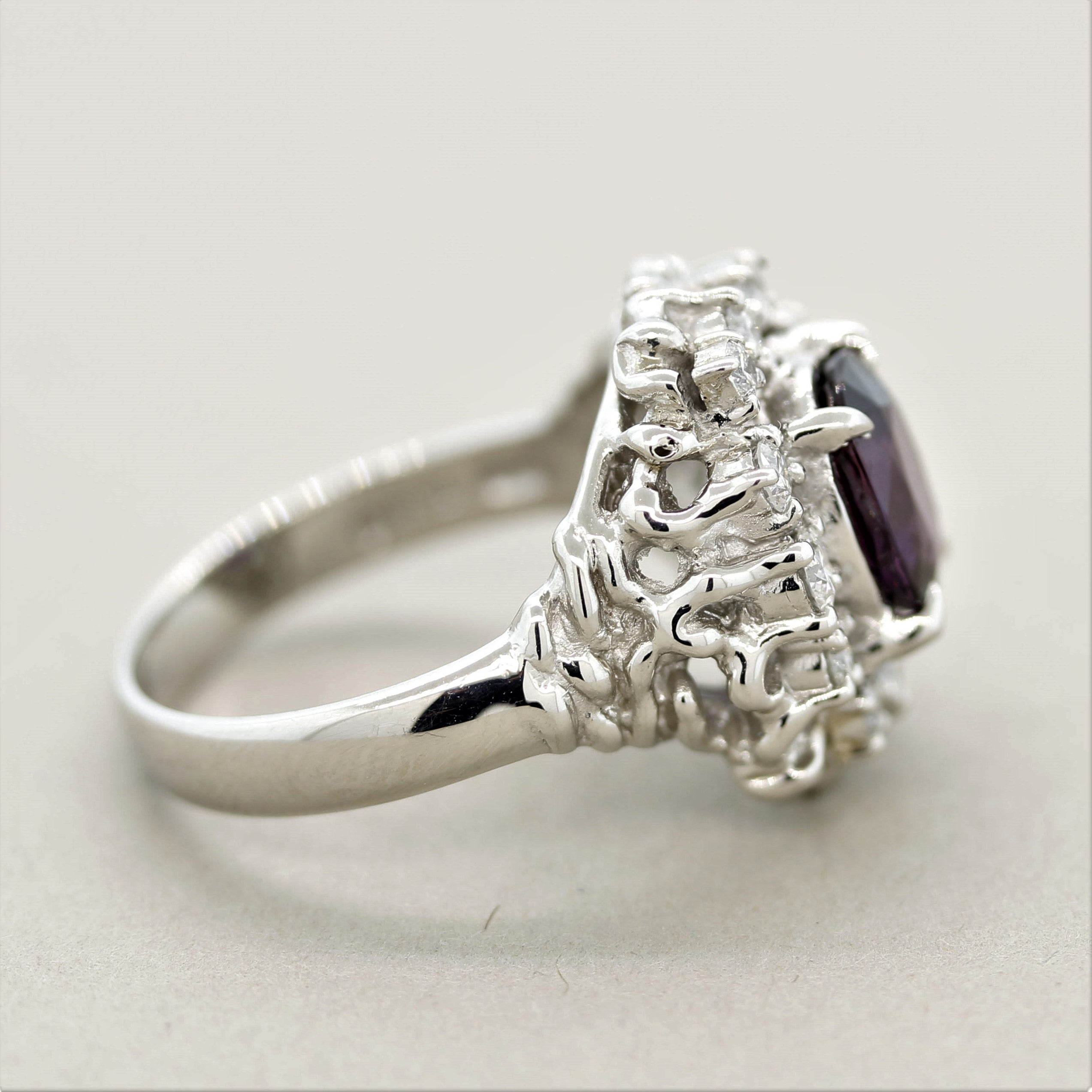 Purple Sapphire Diamond Platinum Ring