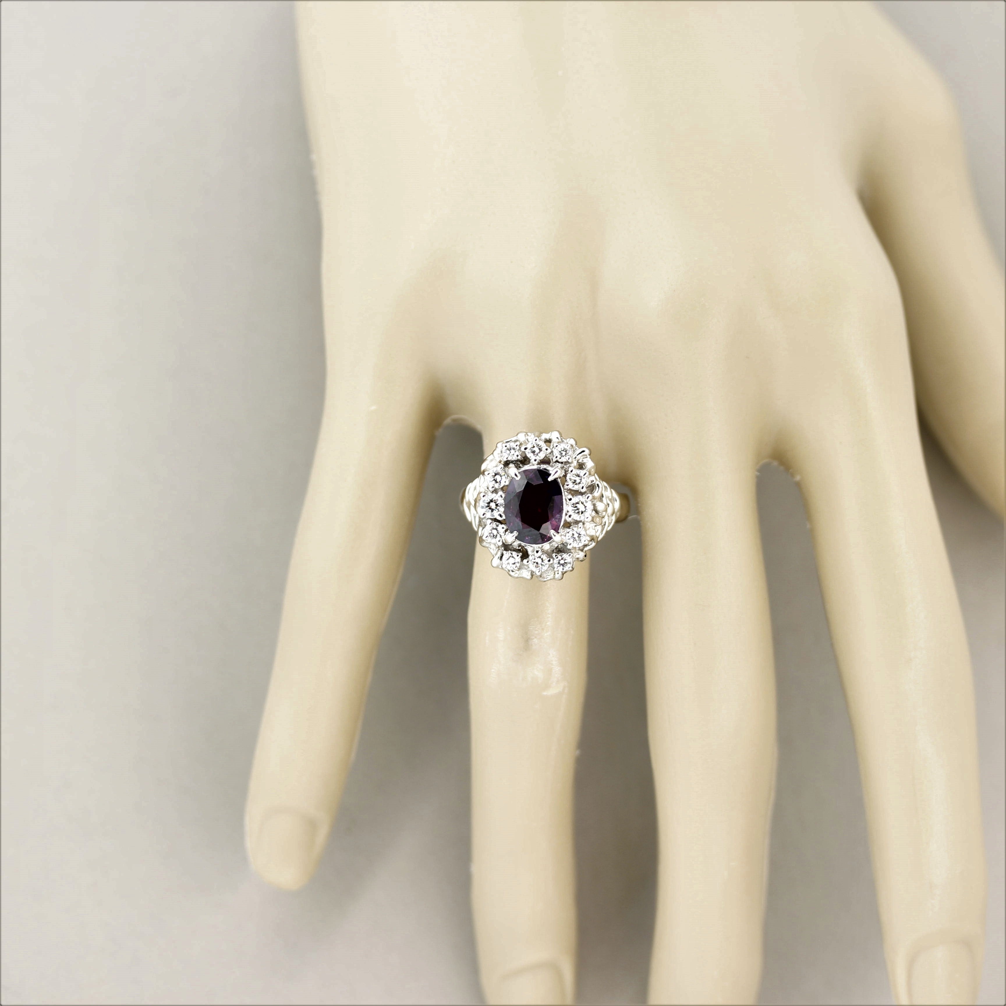 Purple Sapphire Diamond Platinum Ring