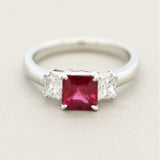 Ruby Diamond 3-Stone Platinum Ring