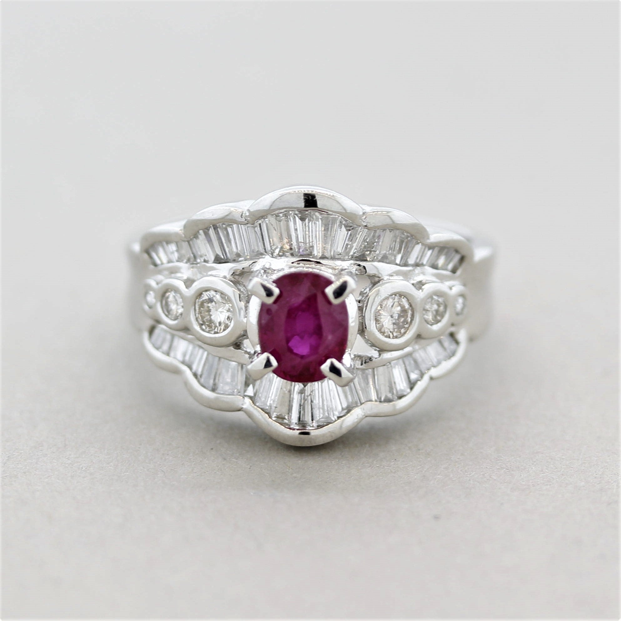 Ruby Diamond Platinum Ring