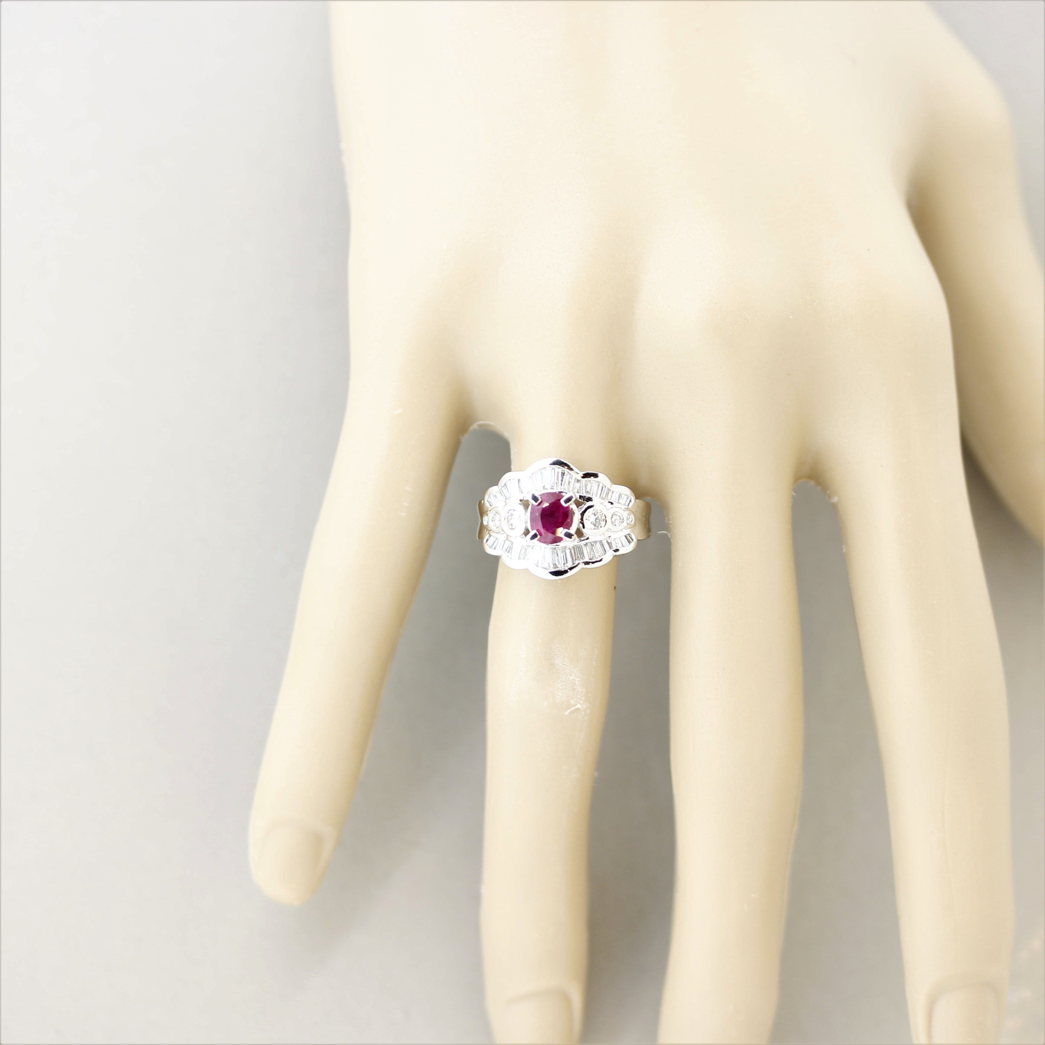 Ruby Diamond Platinum Ring