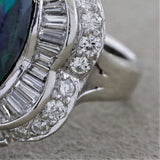 Australian Black Opal Diamond Platinum Cocktail Ring