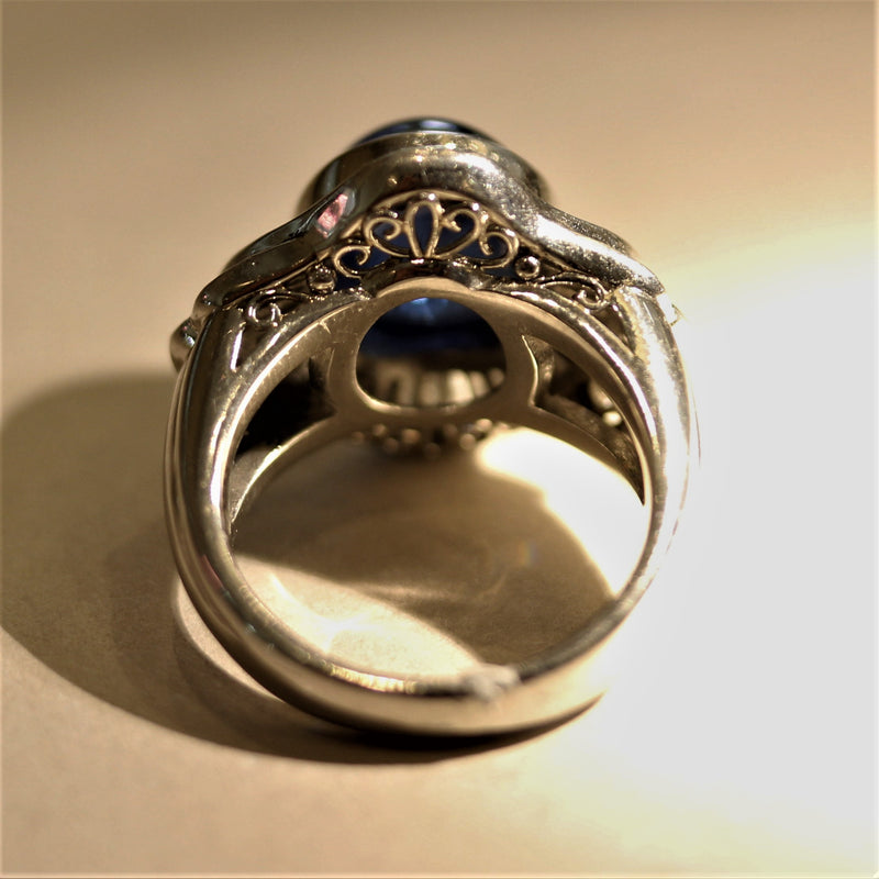 Cabochon Sapphire Diamond Platinum Ring