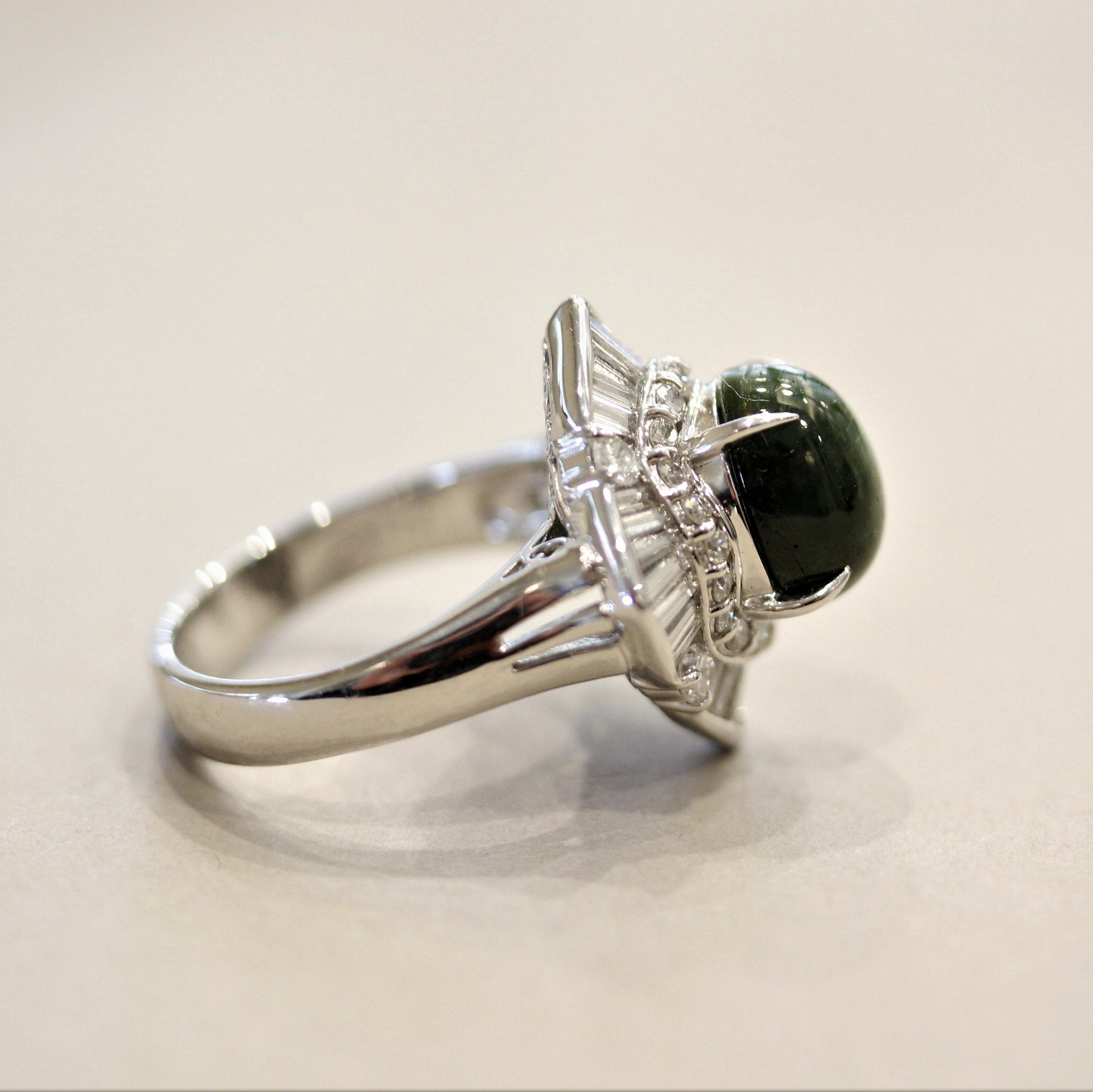 Cat’s Eye Tourmaline Diamond Platinum Ring