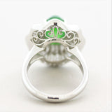 Fine Jadeite Jade Diamond Platinum Ballerina Ring, GIA Certified