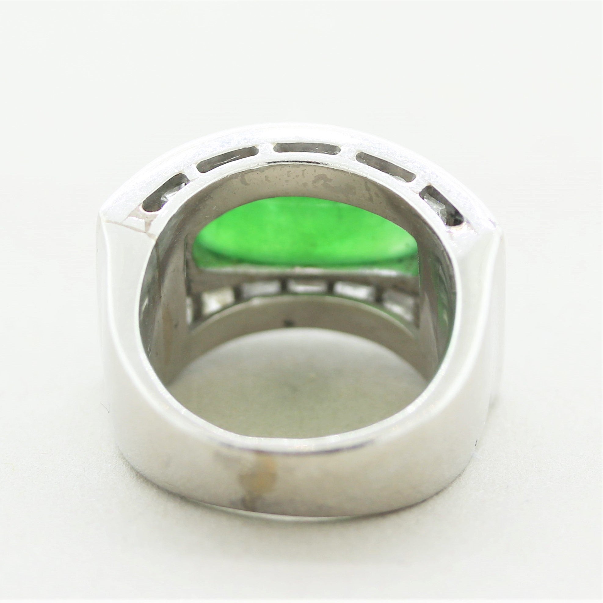 Jadeite Jade Diamond Platinum Unisex Band Ring