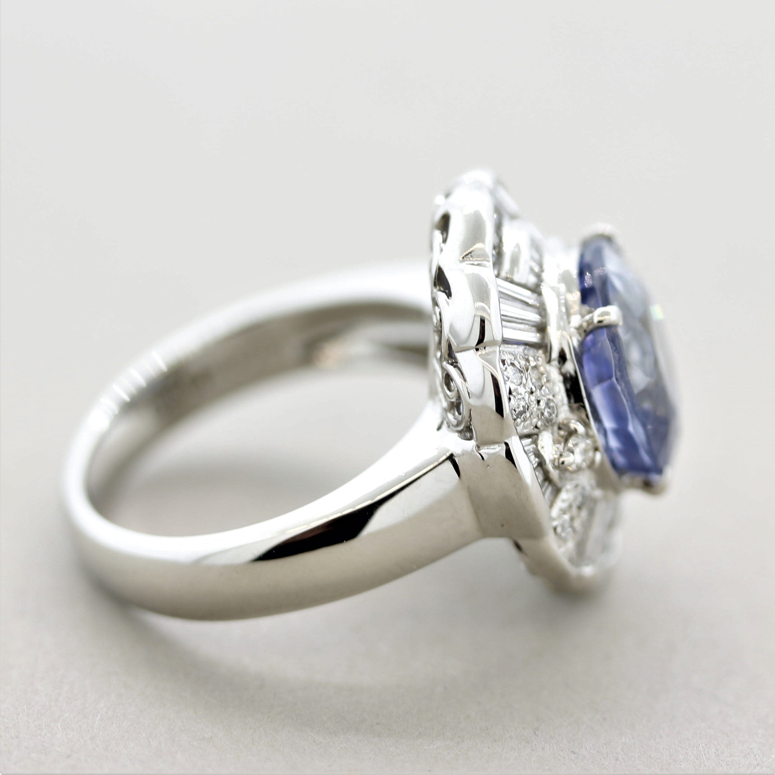 Sapphire Diamond Platinum Ring