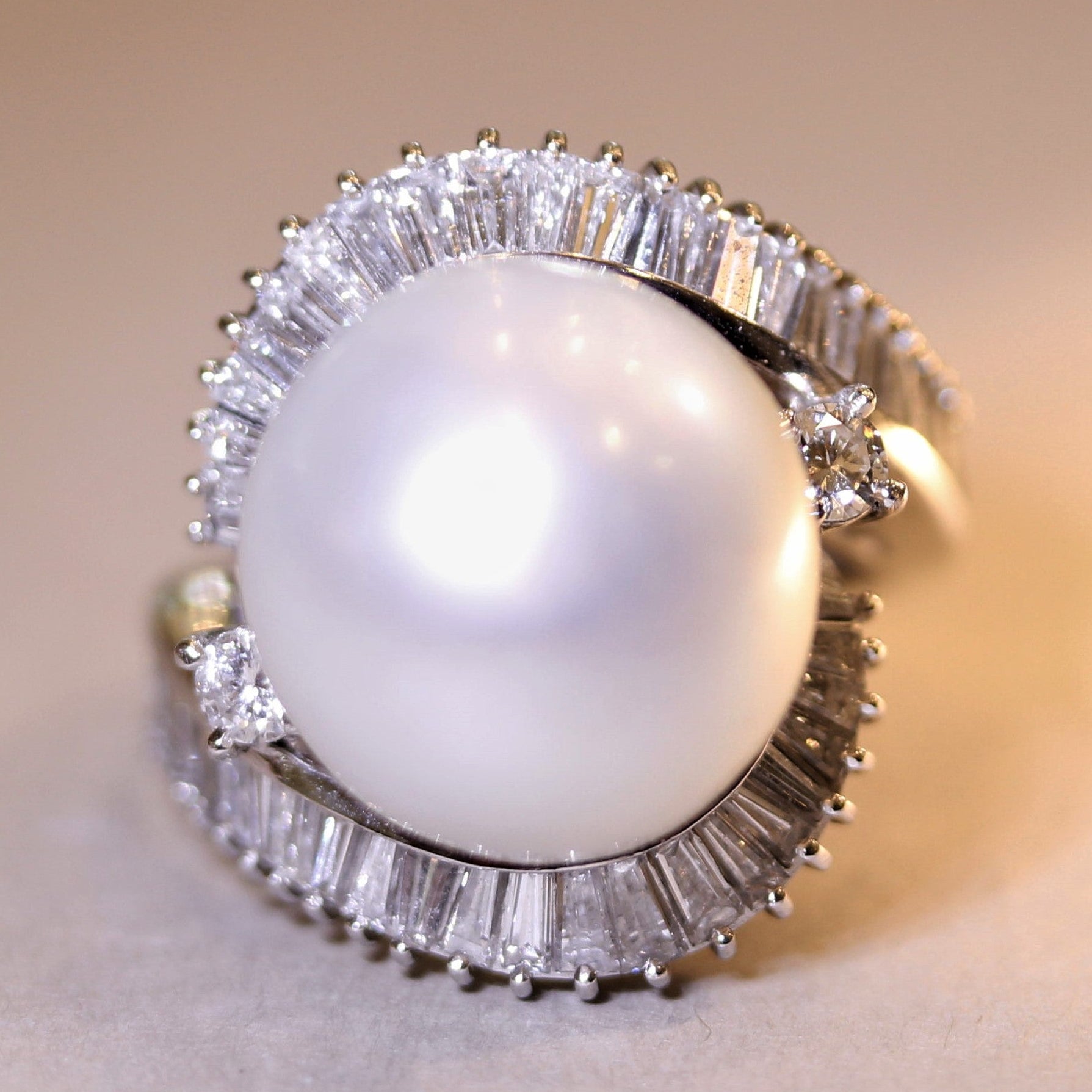 South Sea Pearl Diamond Gold Cocktail Ring