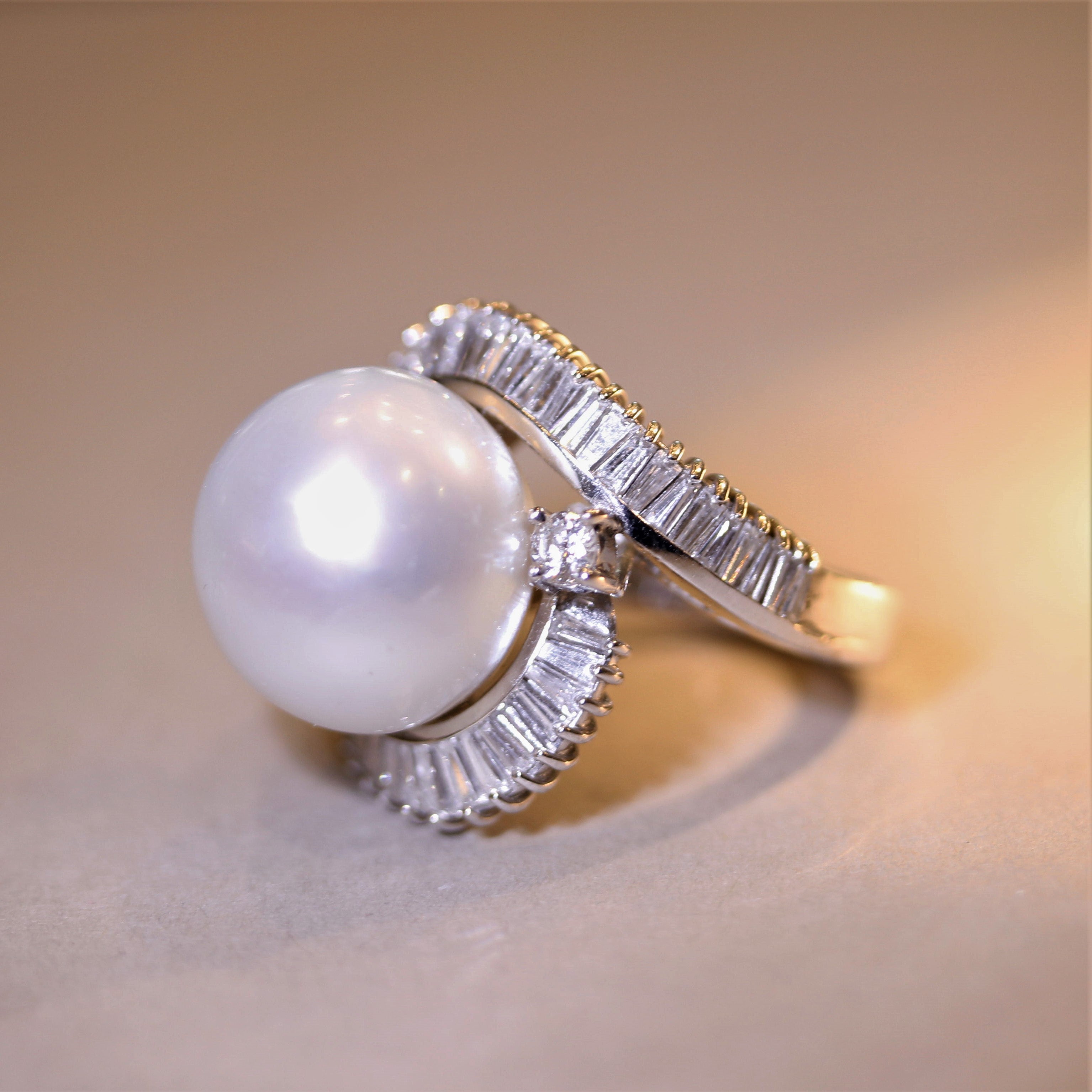 South Sea Pearl Diamond Gold Cocktail Ring