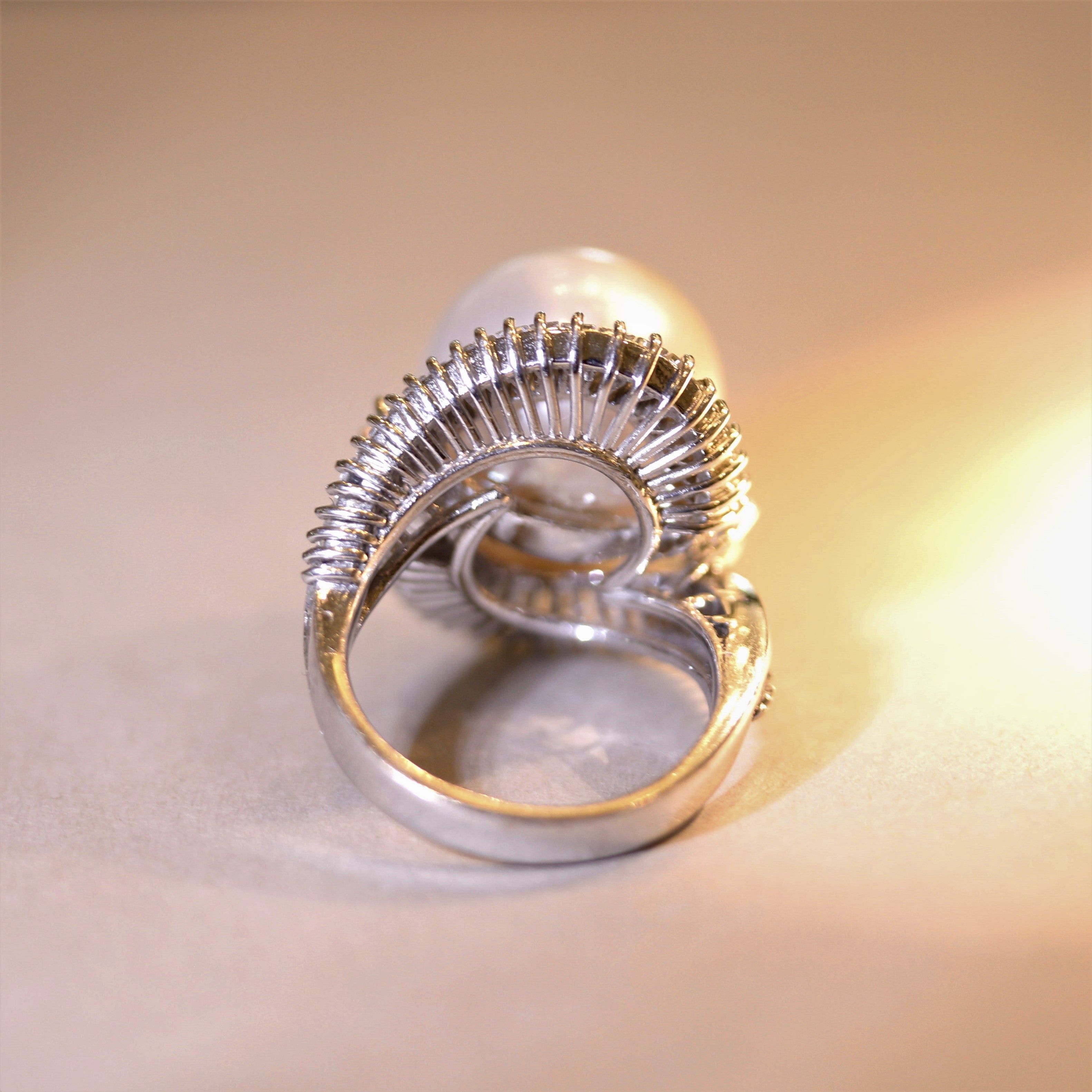 South Sea Pearl Diamond Gold Cocktail Ring