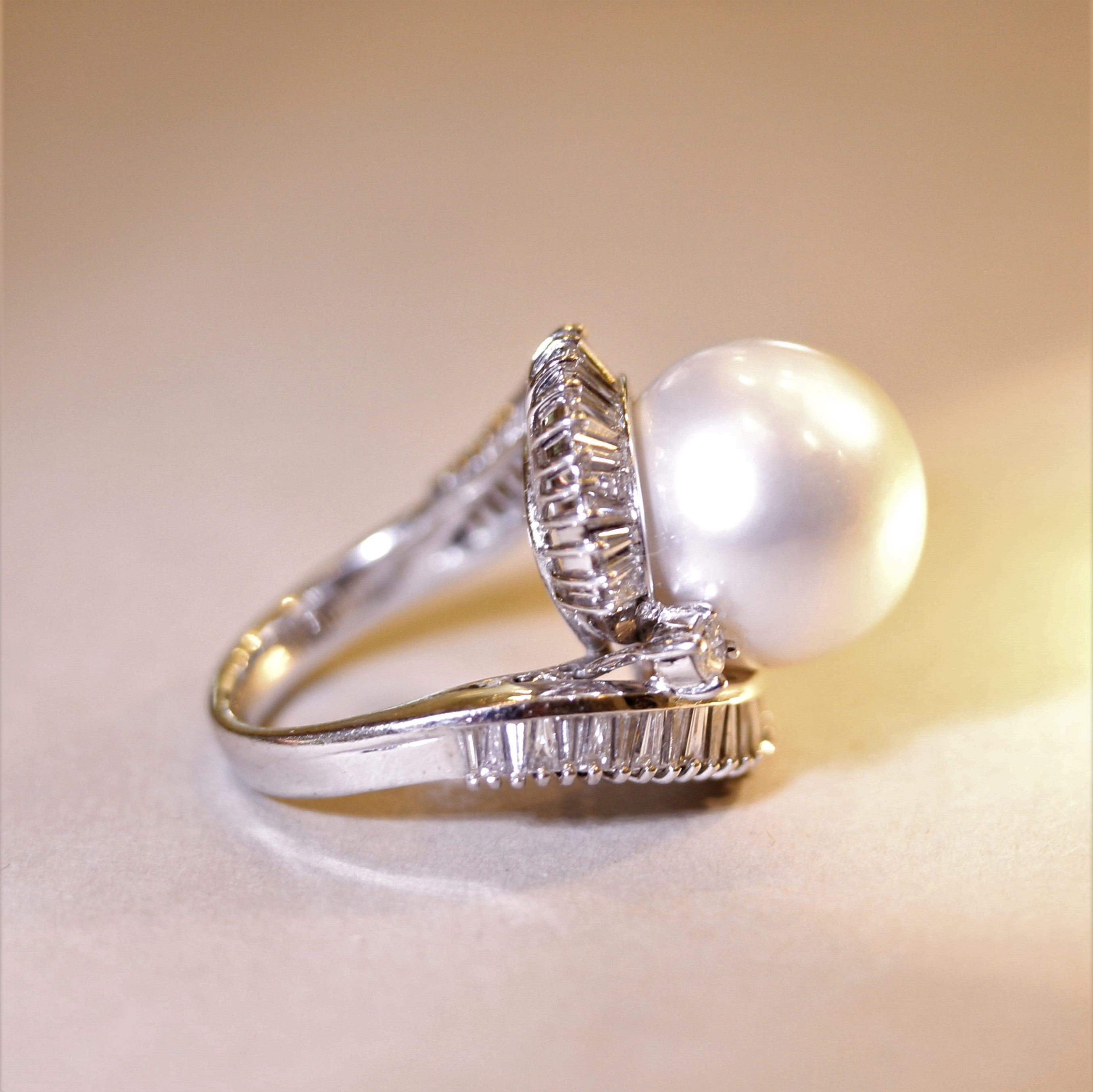 South Sea Pearl Diamond Gold Cocktail Ring