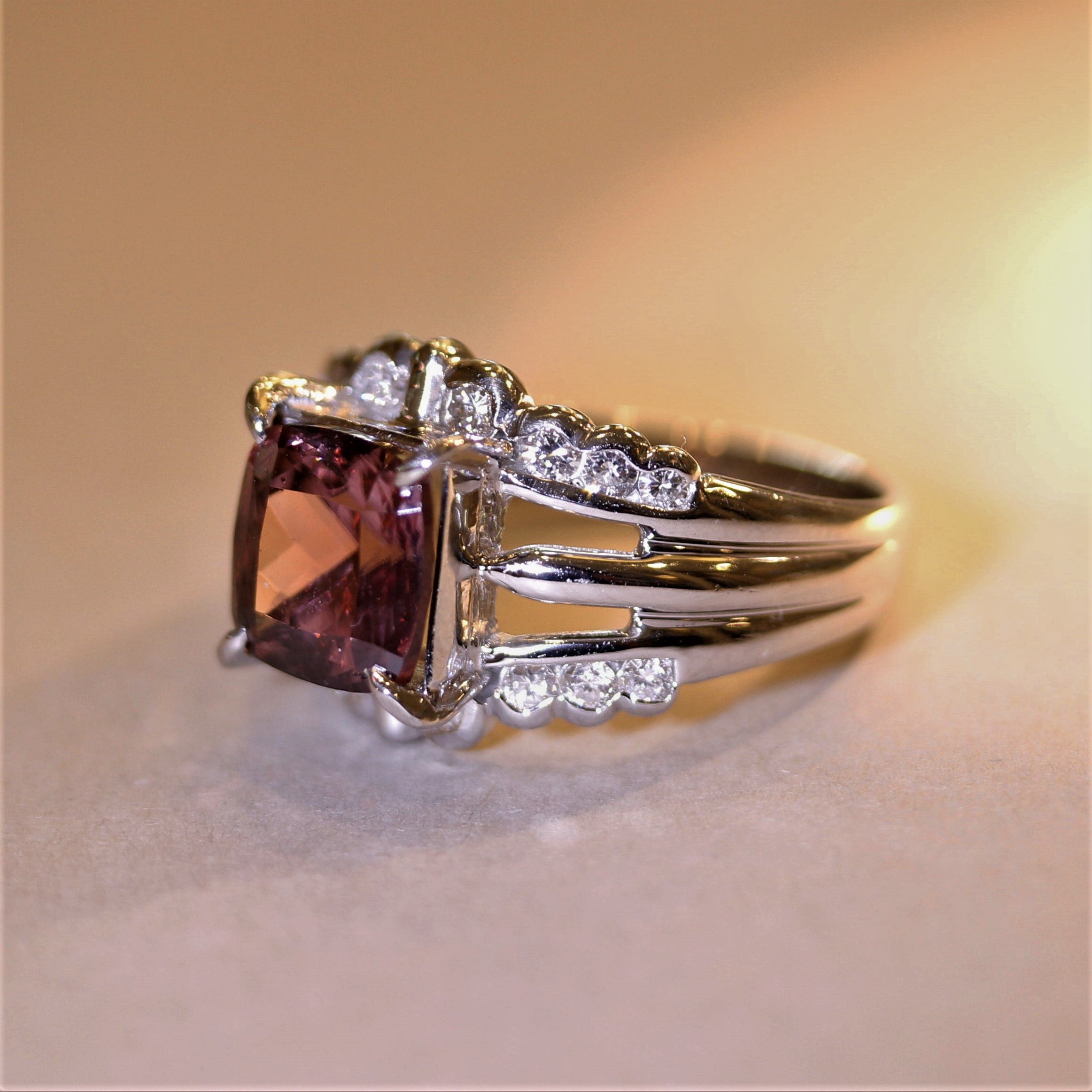 Zircon Diamond Platinum Ring