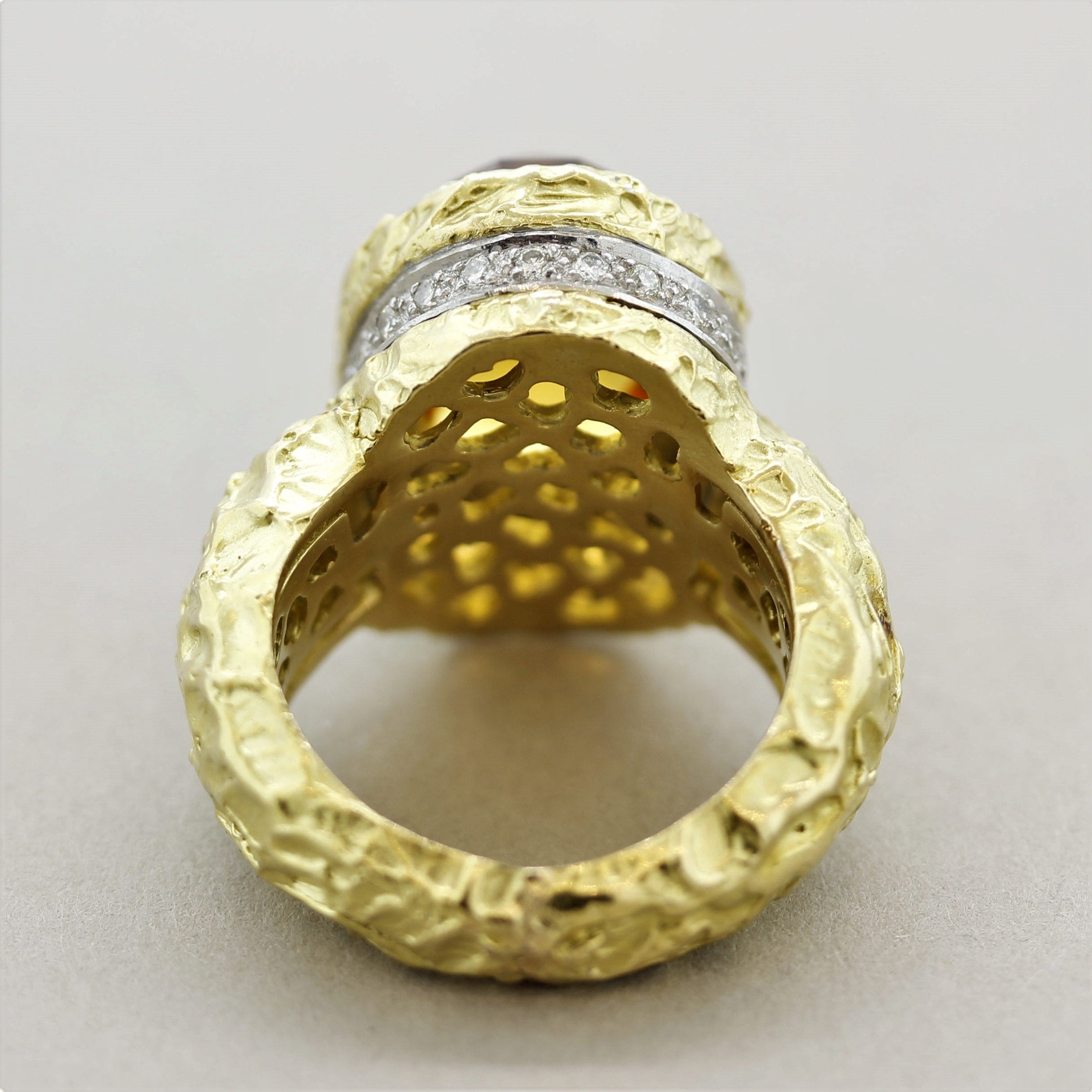 Citrine Diamond Gold Dome Cocktail Ring