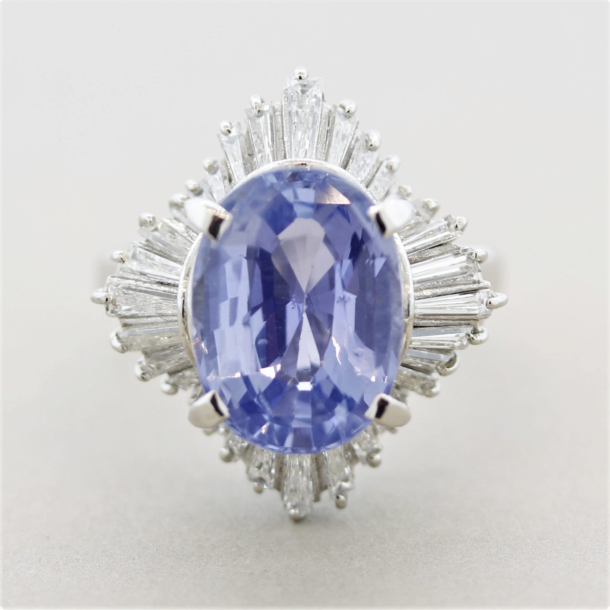 7.84 Carat Sapphire Diamond Platinum Ring, GIA Certified No-Heat