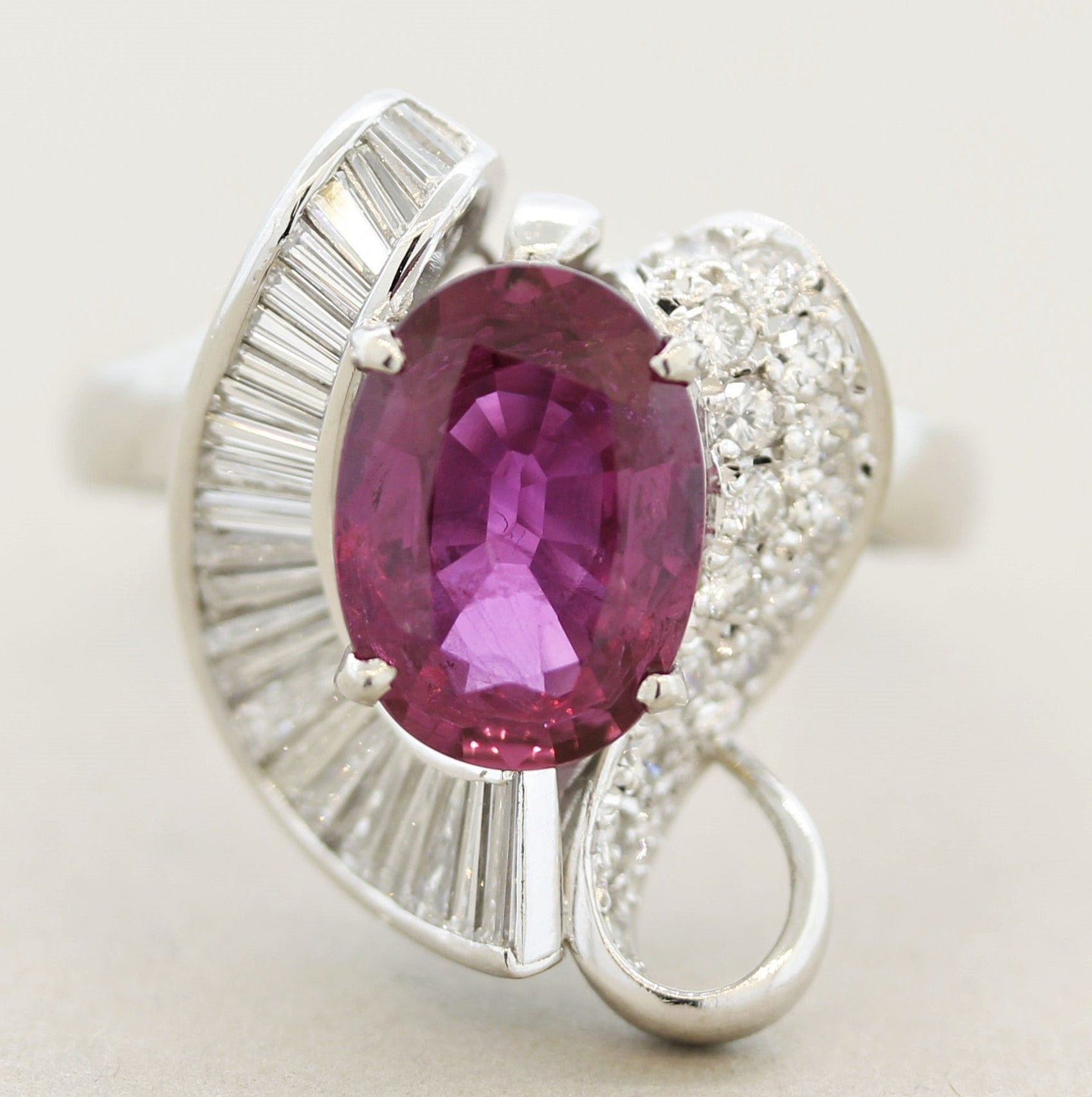 Ruby Diamond Platinum Ring, GIA Certified