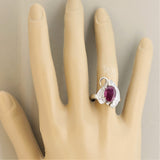 Ruby Diamond Platinum Ring, GIA Certified