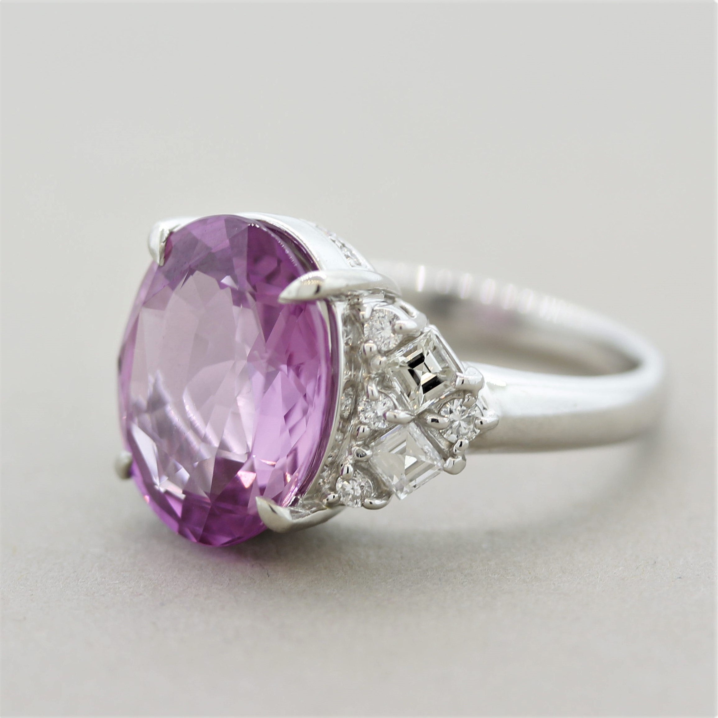 8.04 Carat Pink Sapphire Diamond Platinum Ring, GIA Certified