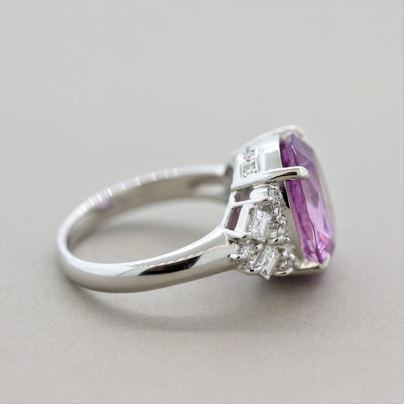 8.04 Carat Pink Sapphire Diamond Platinum Ring, GIA Certified