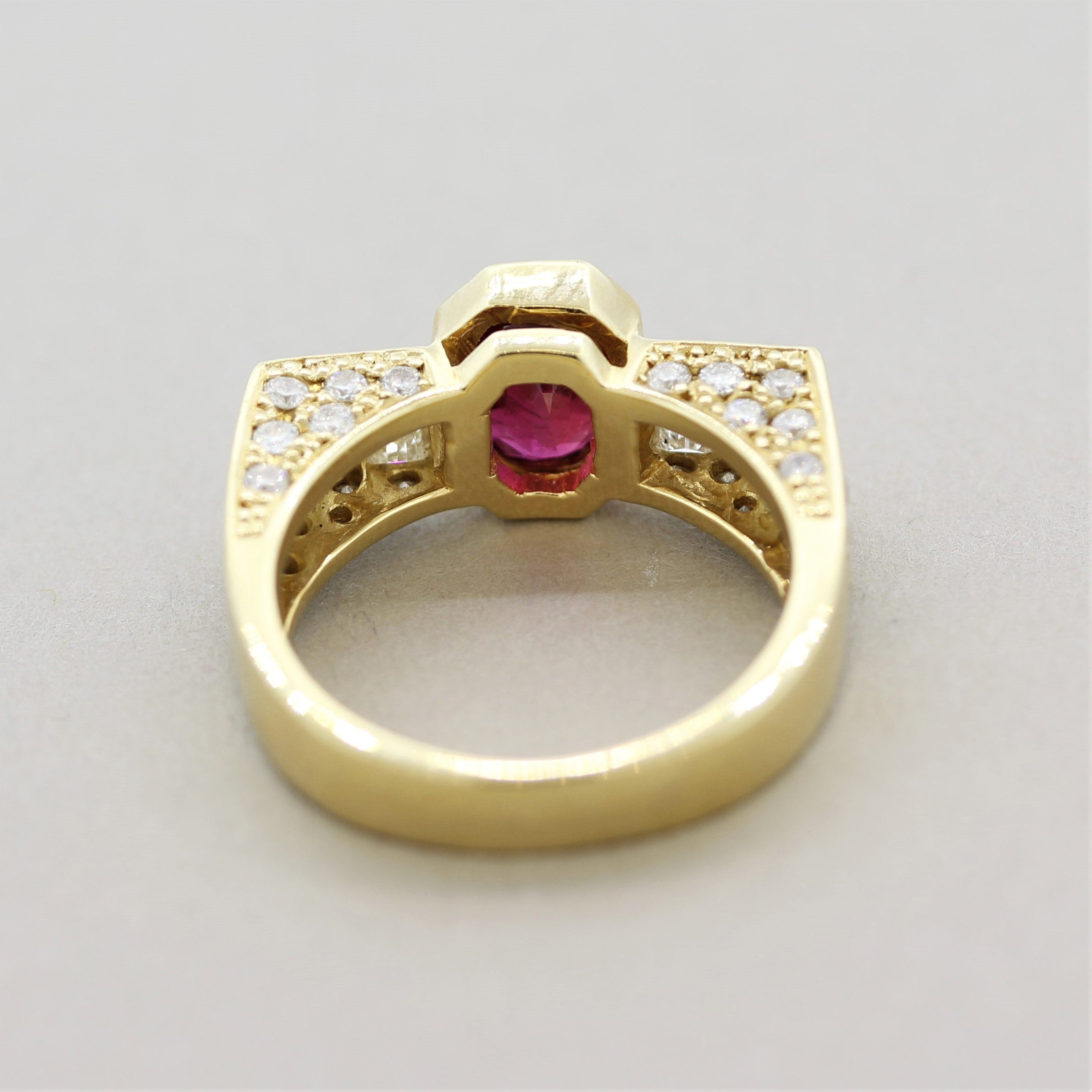 2.10 Carat Unheated Ruby Diamond Gold Ring, AIGS Certified