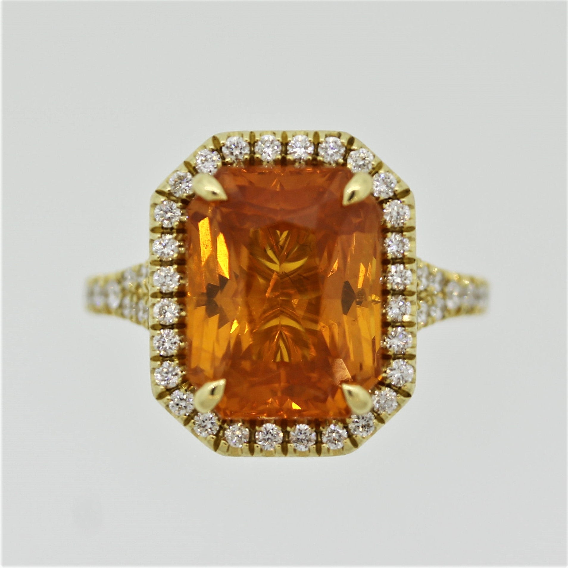 Fancy Orange Sapphire Diamond Gold Ring, GIA Certified